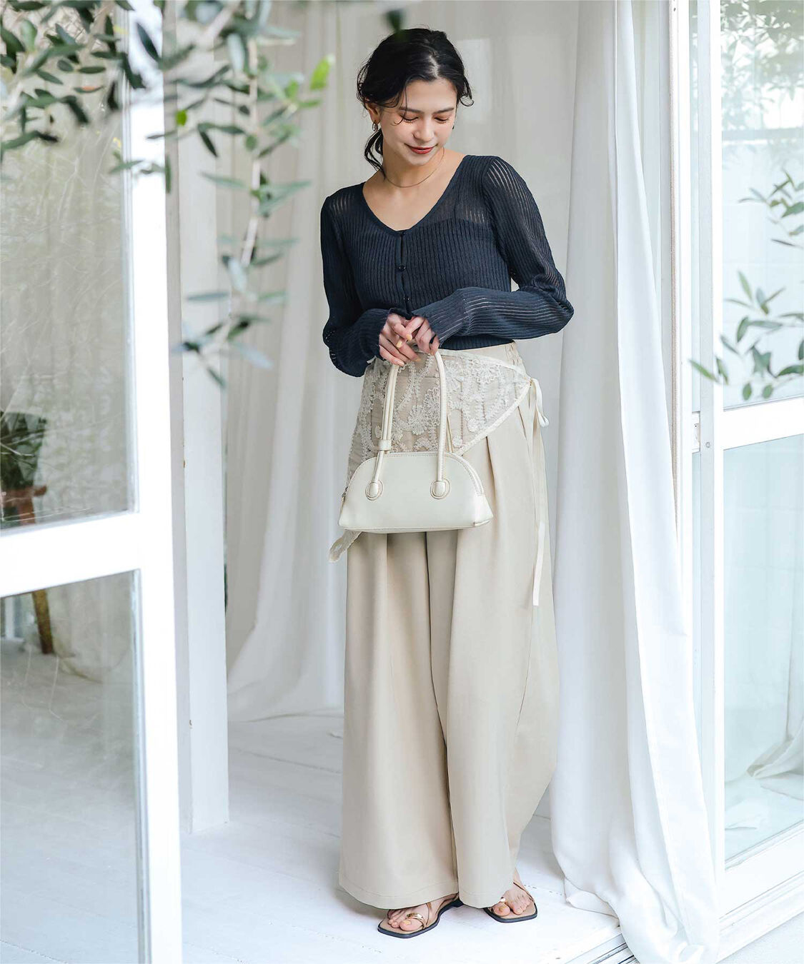 titivate「UVケア/ウォッシャブルシアーリブニットカーディガン」|カーディガン|