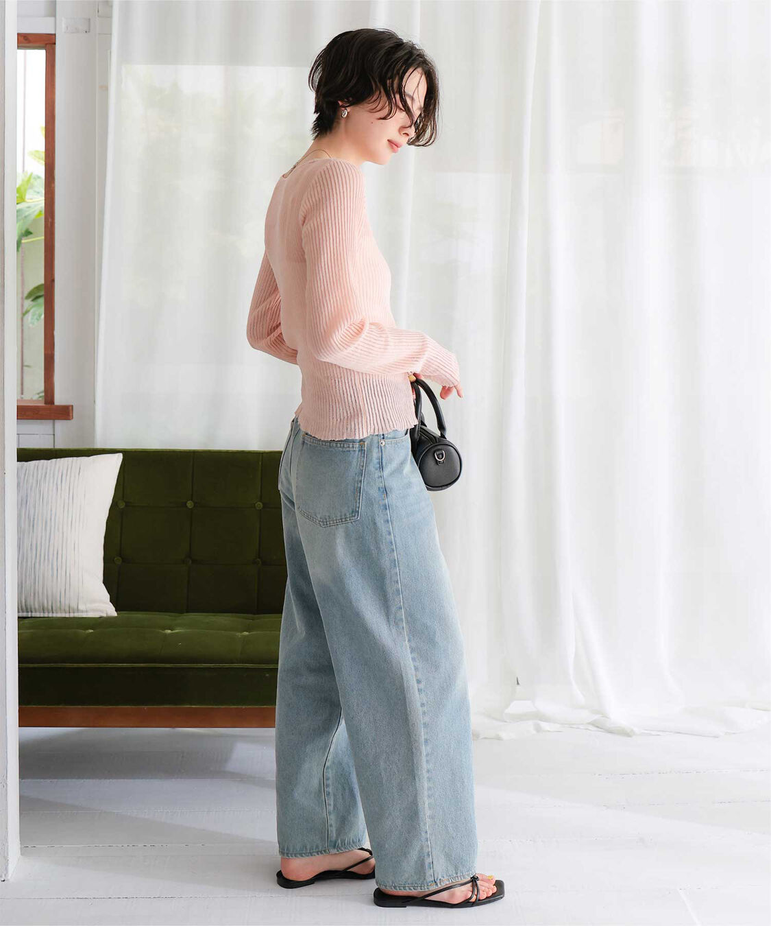 titivate「UVケア/ウォッシャブルシアーリブニットカーディガン」|カーディガン|