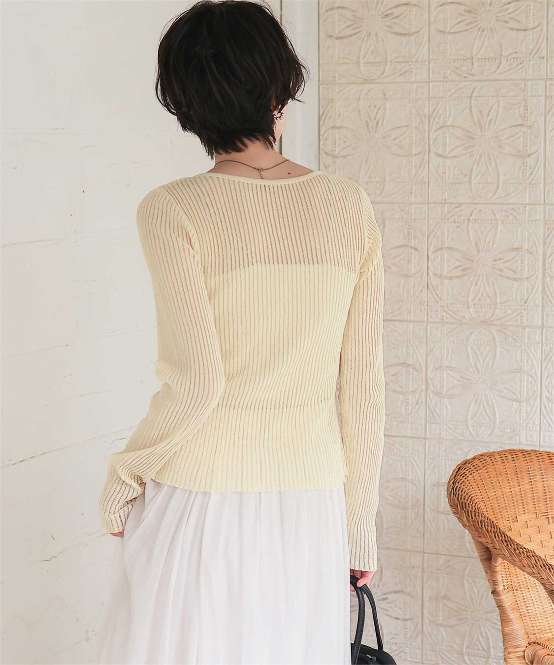 titivate「UVケア/ウォッシャブルシアーリブニットカーディガン」|カーディガン|