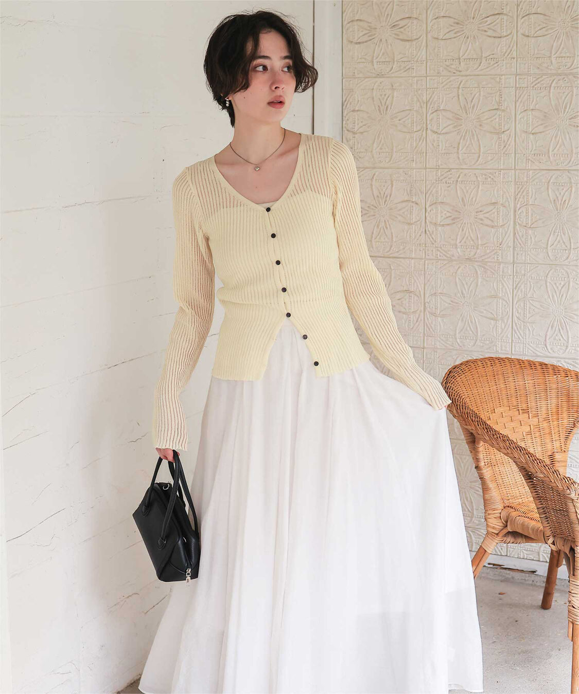 titivate「UVケア/ウォッシャブルシアーリブニットカーディガン」|カーディガン|