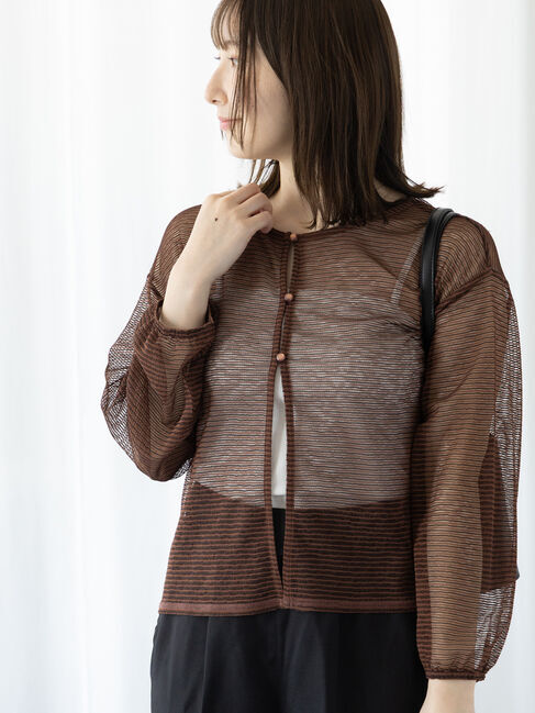 Te chichi TERRASSE「シアーストライプトップス」|その他|ブラウン