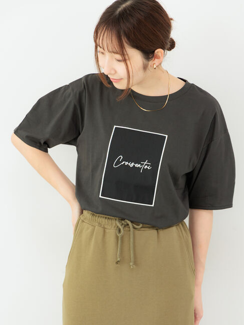 Te chichi TERRASSE「シアーアップリケTシャツ」|Tシャツ・カットソー|チャコールグレー