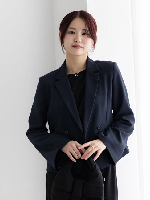 Te chichi「フレア袖クロップトテーラードジャケット」|その他|ネイビー