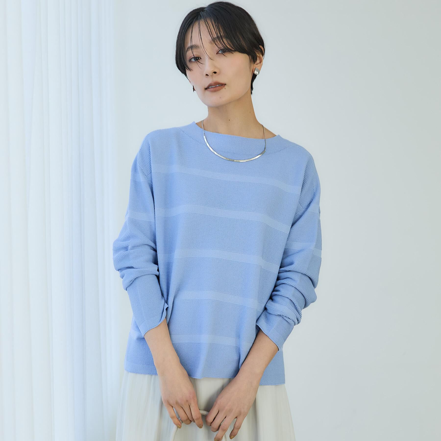 UNTITLED「【ゆったり/洗える】クロップドニットプルオーバー」|ニット・セーター|