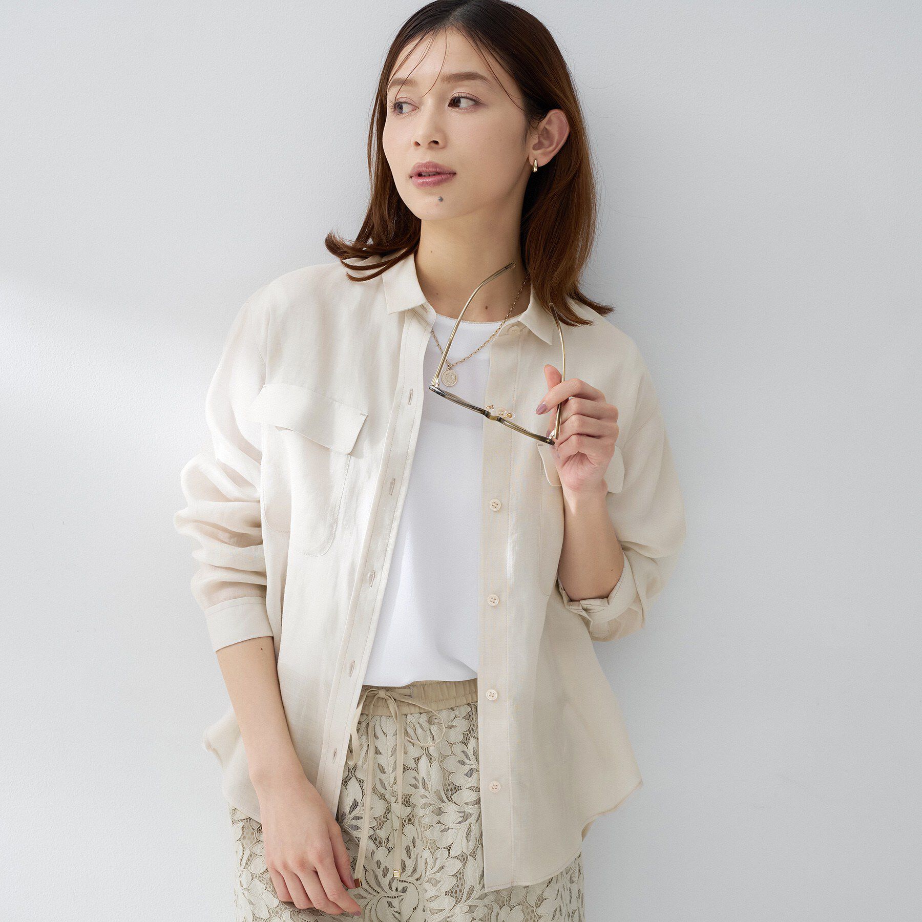 UNTITLED「ドライタッチシャツ」|シャツ・ブラウス|グレージュ(050)