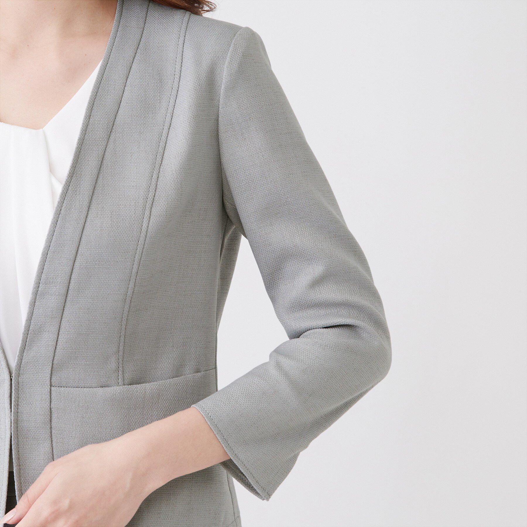 COUP DE CHANCE「【手洗い可／日本製／UVケア】リネンライク カラーレスジャケット」|ノーカラージャケット|