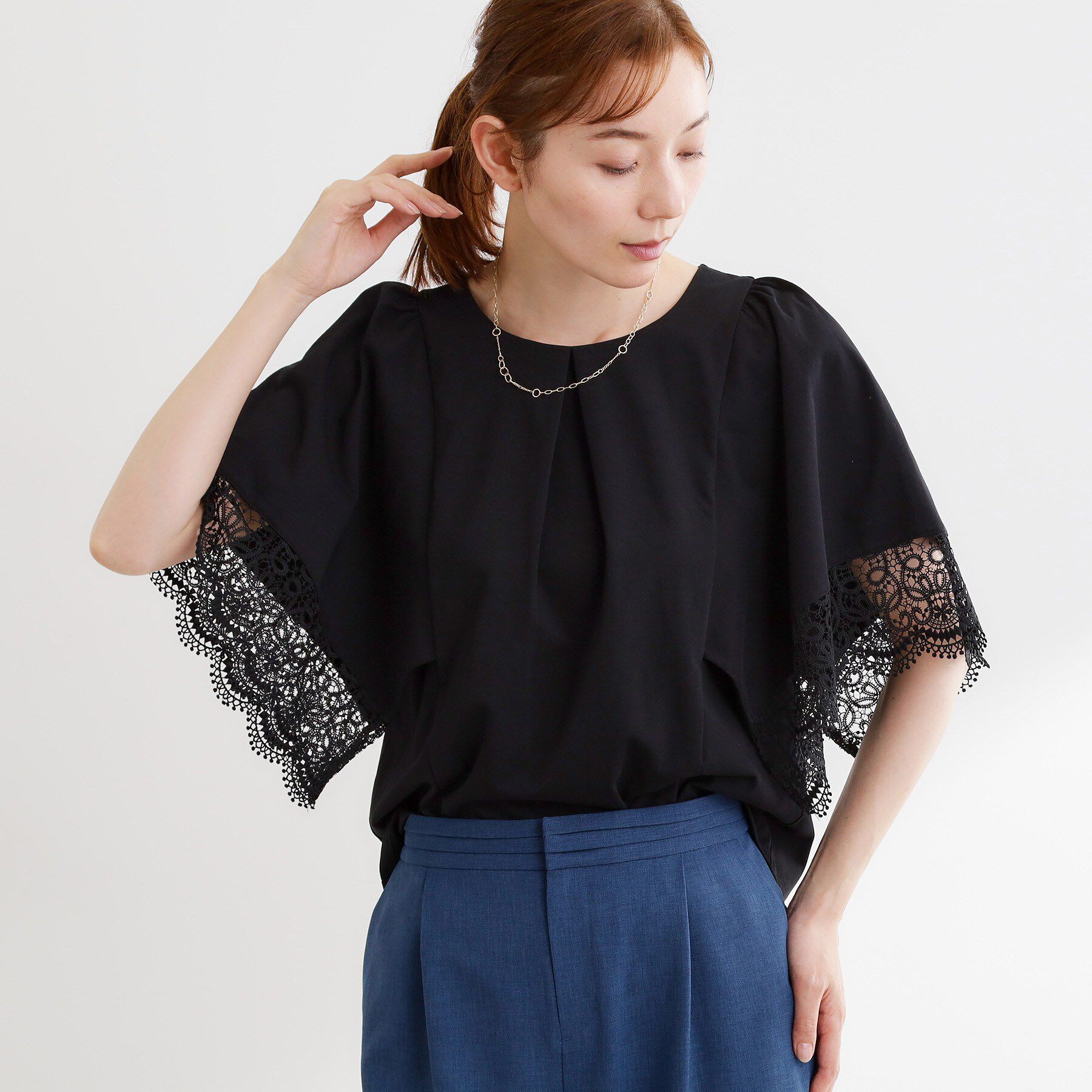 Reflect「【UVカット／接触冷感】レーススリーブジャージカットソー」|Tシャツ・カットソー|