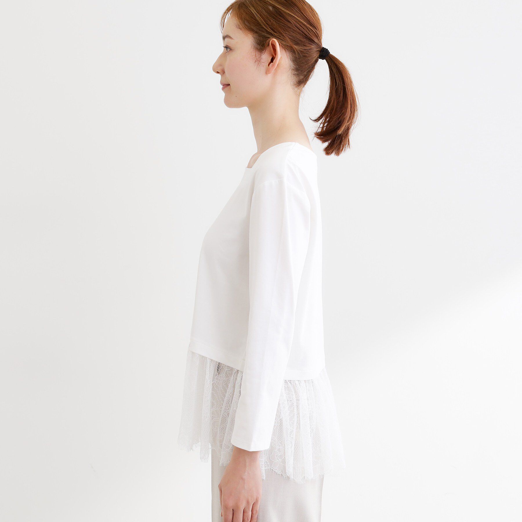 Reflect「【UVカット／接触冷感／レイヤードにおすすめ◎】レース切り替えプルオーバージャージ」|Tシャツ・カットソー|