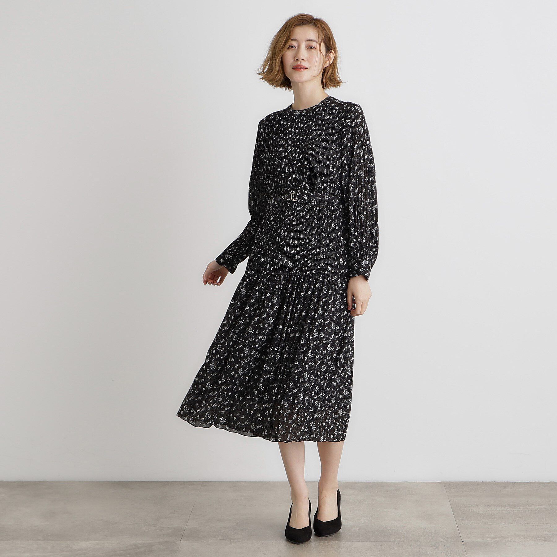 grove「プリーツナローフレアワンピース」|ワンピース|