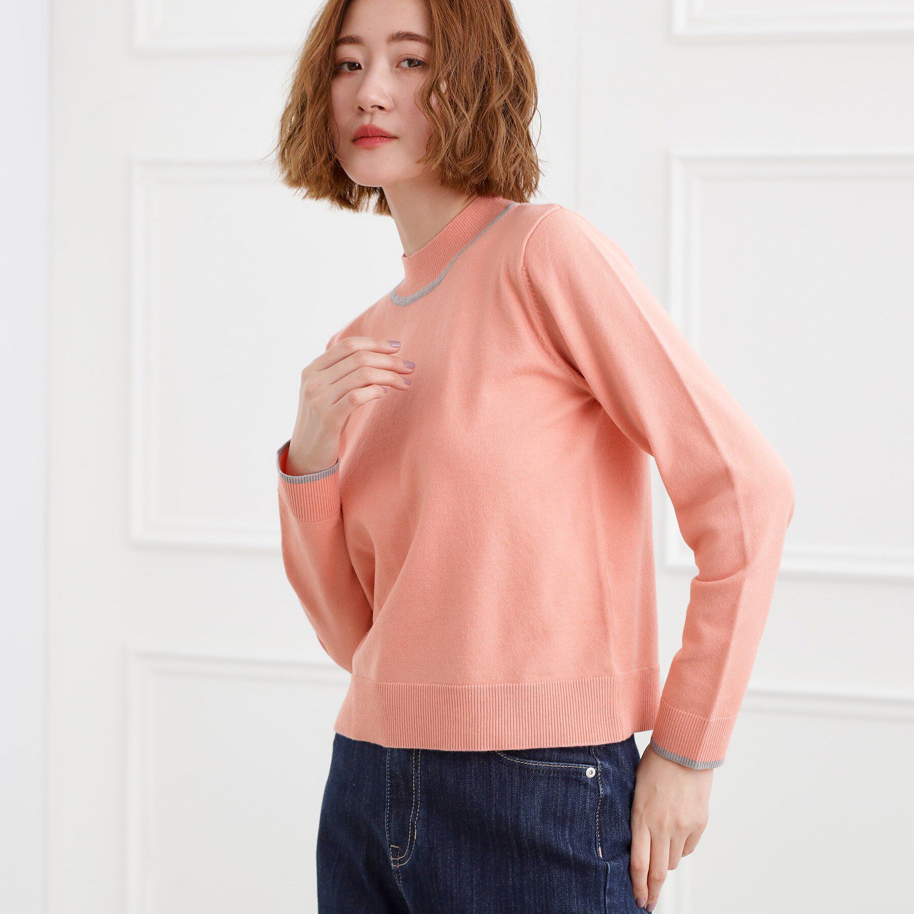 grove「バイカラーハイネックニット」|ニット・セーター|