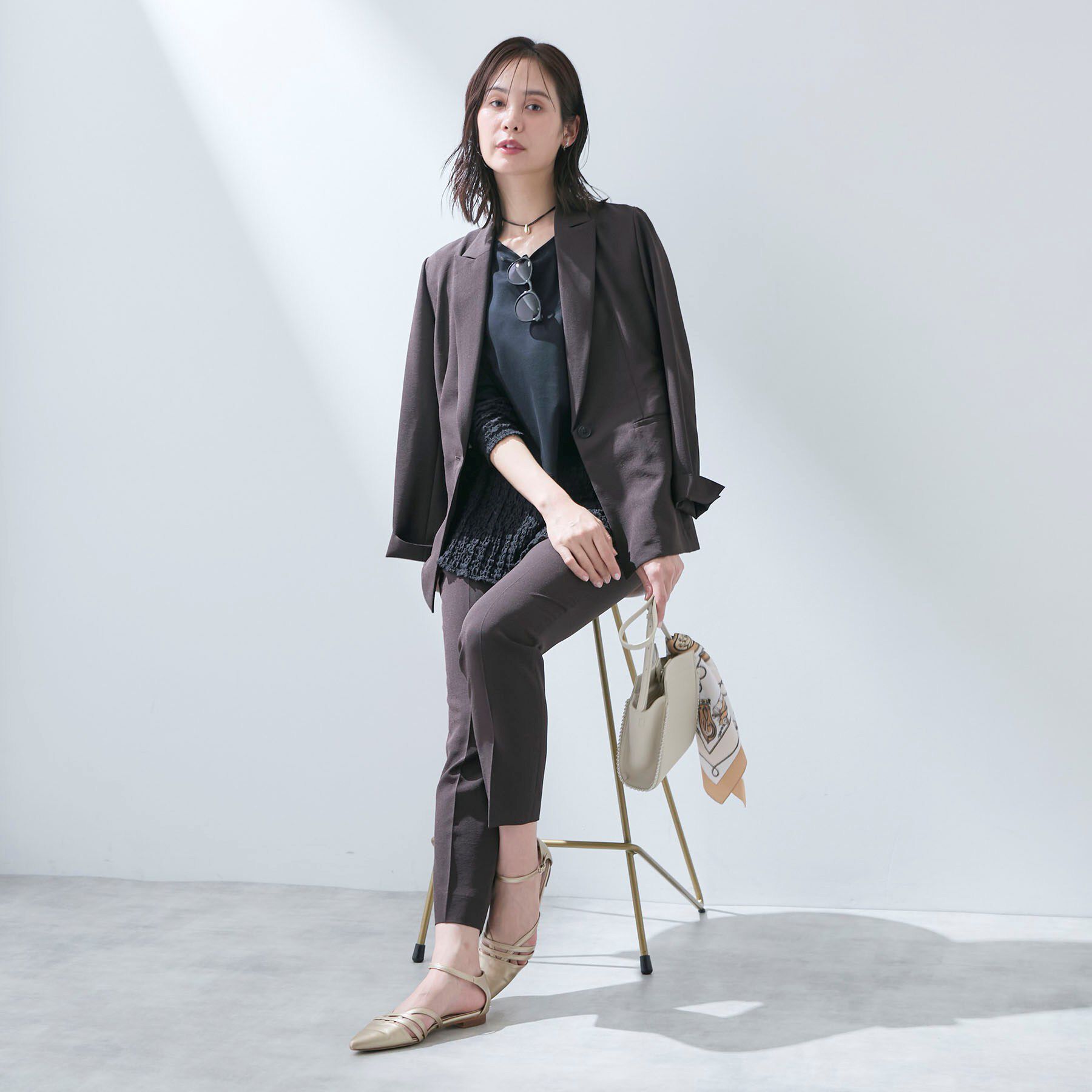 INDIVI「【洗える／レイヤードにおすすめ】シャーリングレース ロングTシャツ」|Tシャツ・カットソー|