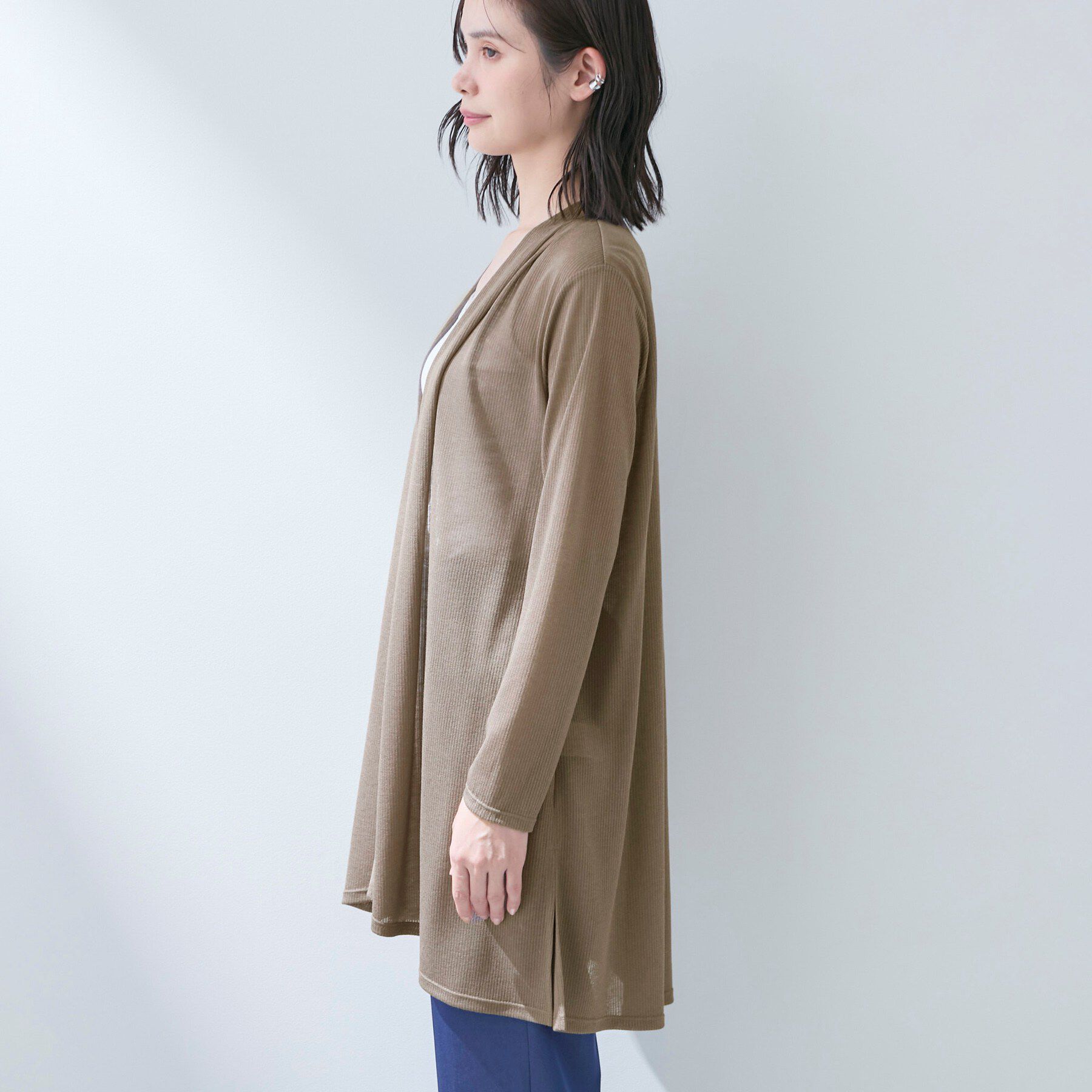 INDIVI「【洗える／アンサンブル可能】シアースストライプカーディガン」|カーディガン|