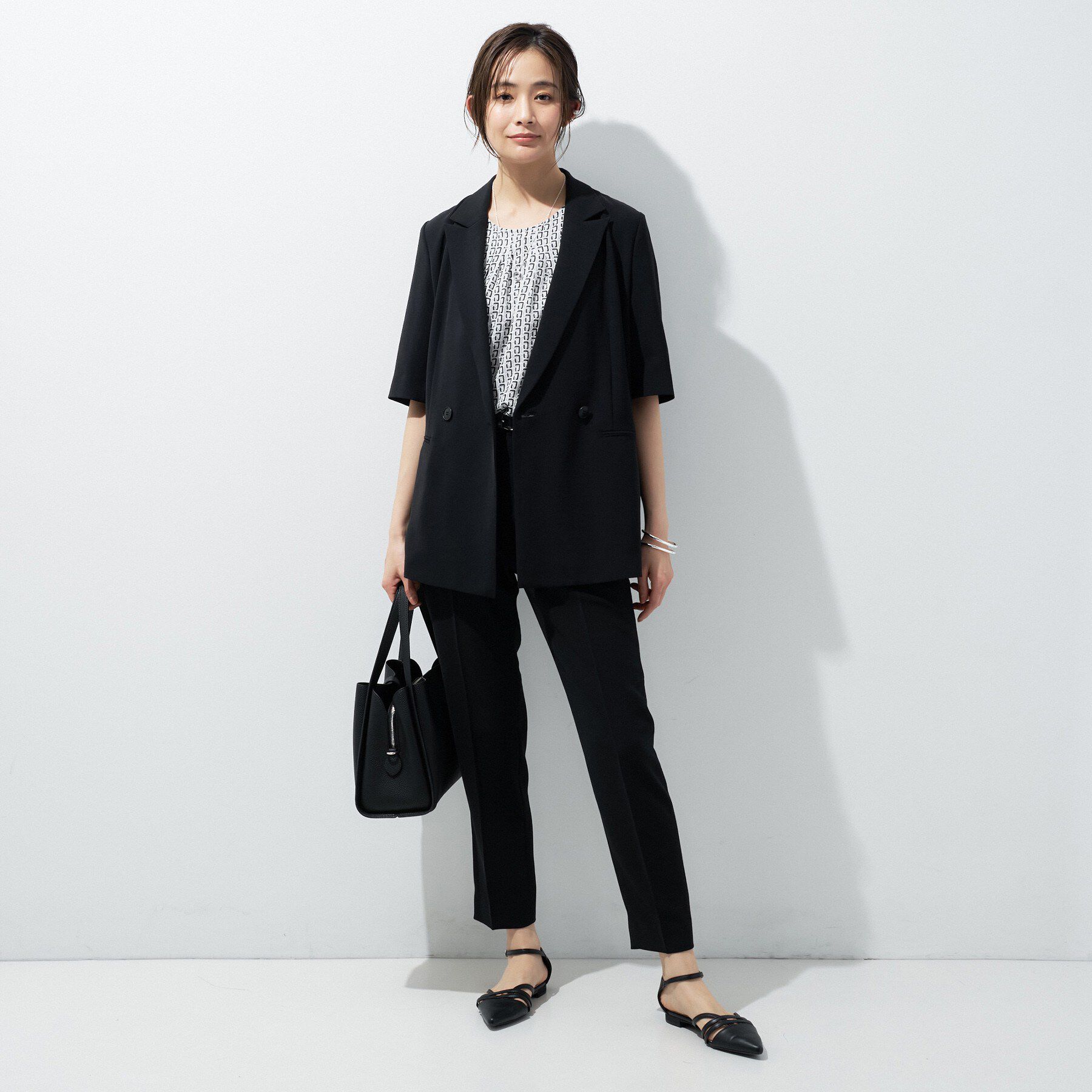 INDIVI「【洗える】無地＆チェーン柄 ギャザートップス」|シャツ・ブラウス|