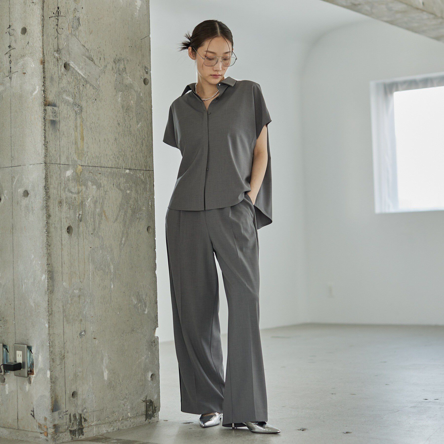 GALLEST「Comfy SET UP｜フレアスリーブブラウス【セットアップ対応／通勤／カセット服／接触冷感／UV」|シャツ・ブラウス|