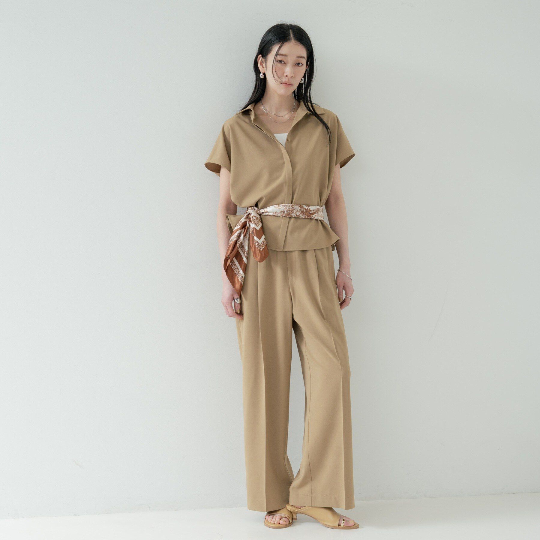 GALLEST「Comfy SET UP｜フレアスリーブブラウス【セットアップ対応／通勤／カセット服／接触冷感／UV」|シャツ・ブラウス|