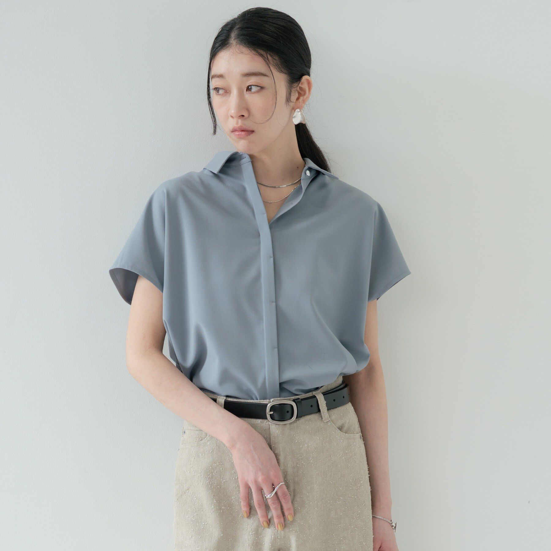 GALLEST「Comfy SET UP｜フレアスリーブブラウス【セットアップ対応／通勤／カセット服／接触冷感／UV」|シャツ・ブラウス|