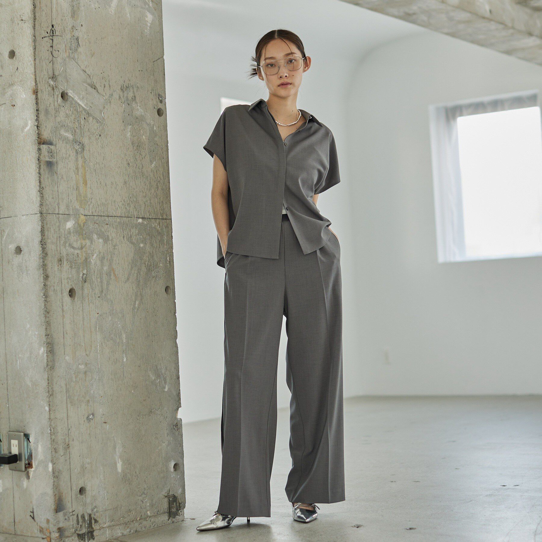 GALLEST「Comfy SET UP｜フレアスリーブブラウス【セットアップ対応／通勤／カセット服／接触冷感／UV」|シャツ・ブラウス|