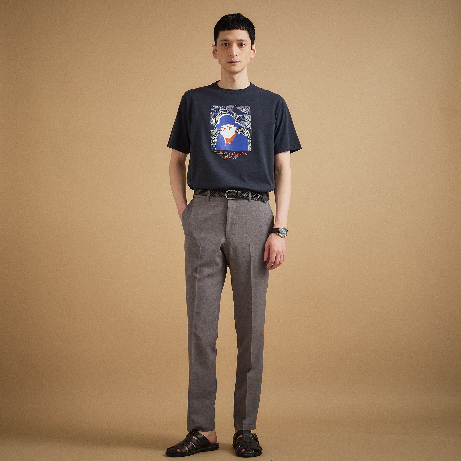 TAKEO KIKUCHI「カカオ柄スクエアプリント 天竺Tシャツ」|Tシャツ・カットソー|