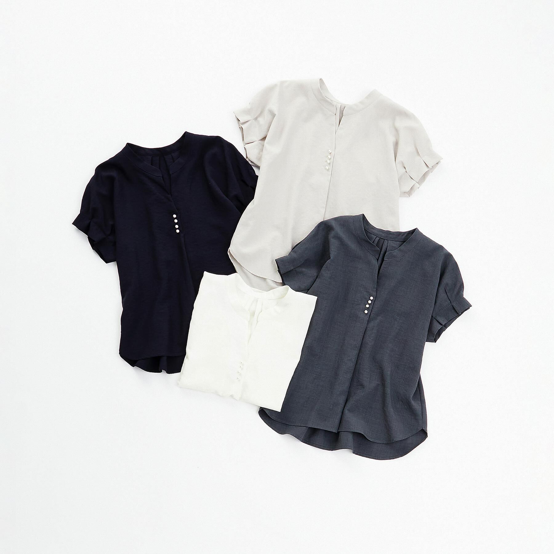 index「《7色展開/XS-LLサイズ》タックスリーブスキッパーブラウス【洗濯機洗い可/吸水速乾/抗ピル/防シ」|シャツ・ブラウス|