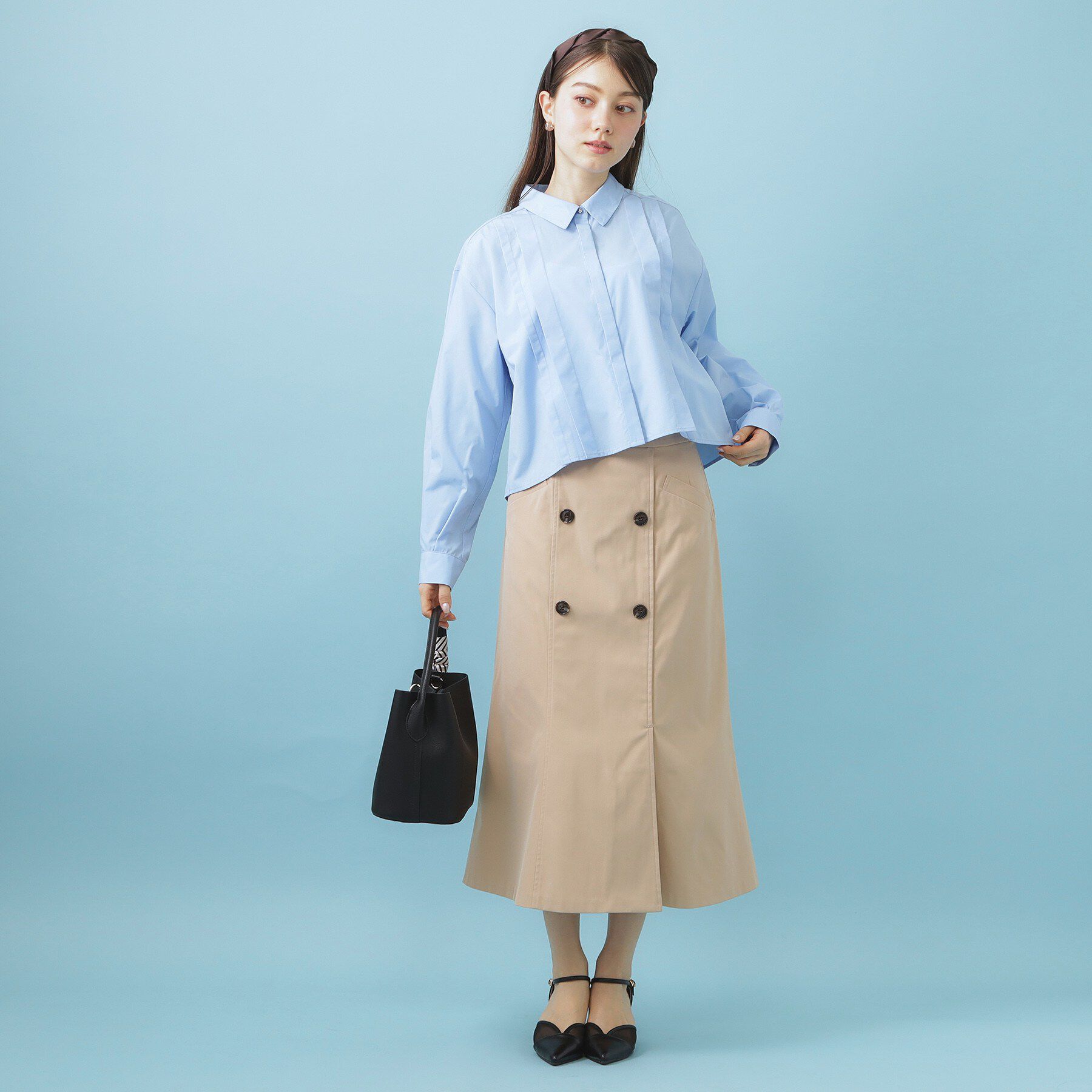 index「ブロード短丈タックシャツ【洗濯機OK】《5col》」|シャツ・ブラウス|