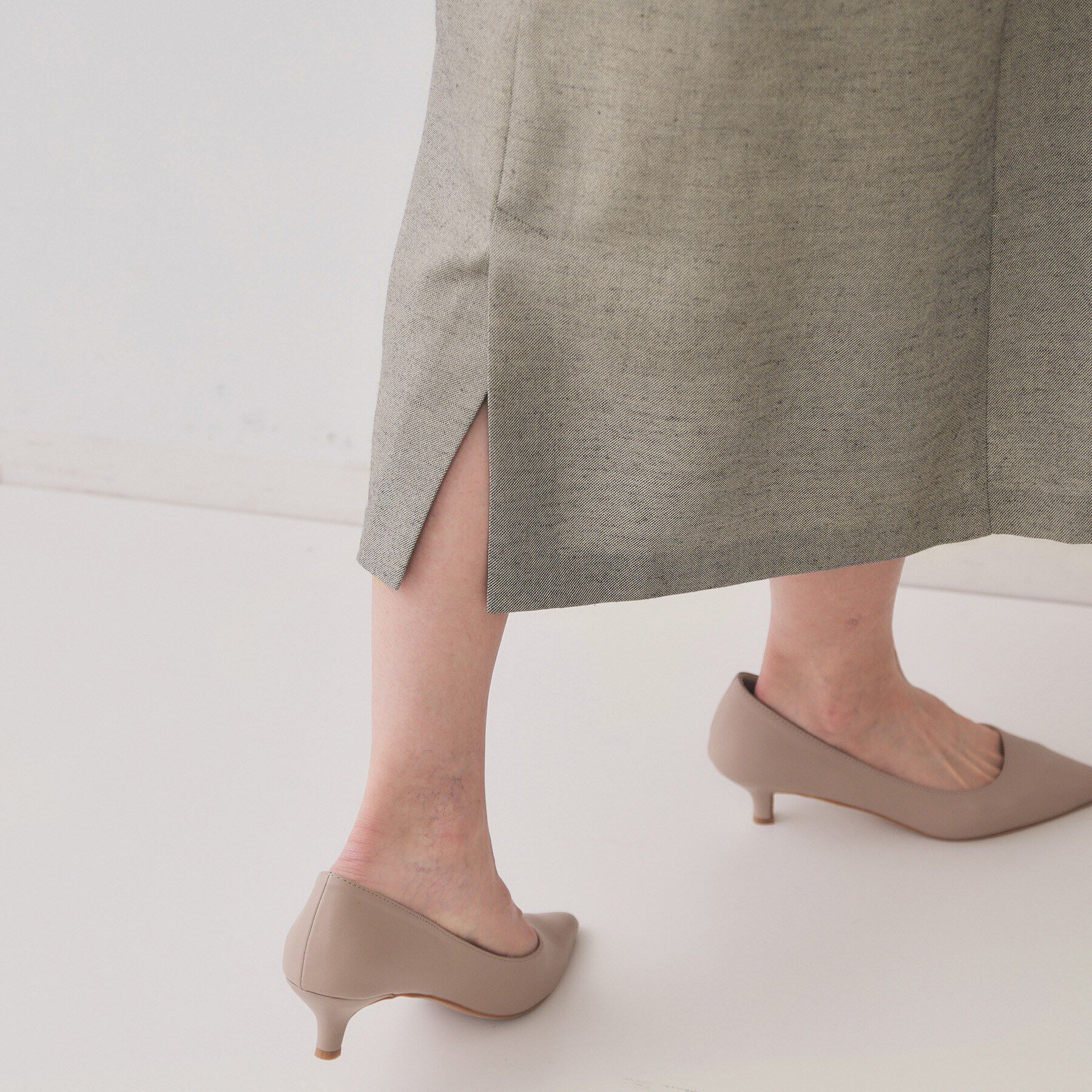 OPAQUE.CLIP「麻混ラメジャンパースカート【洗濯機洗い可】」|ワンピース|