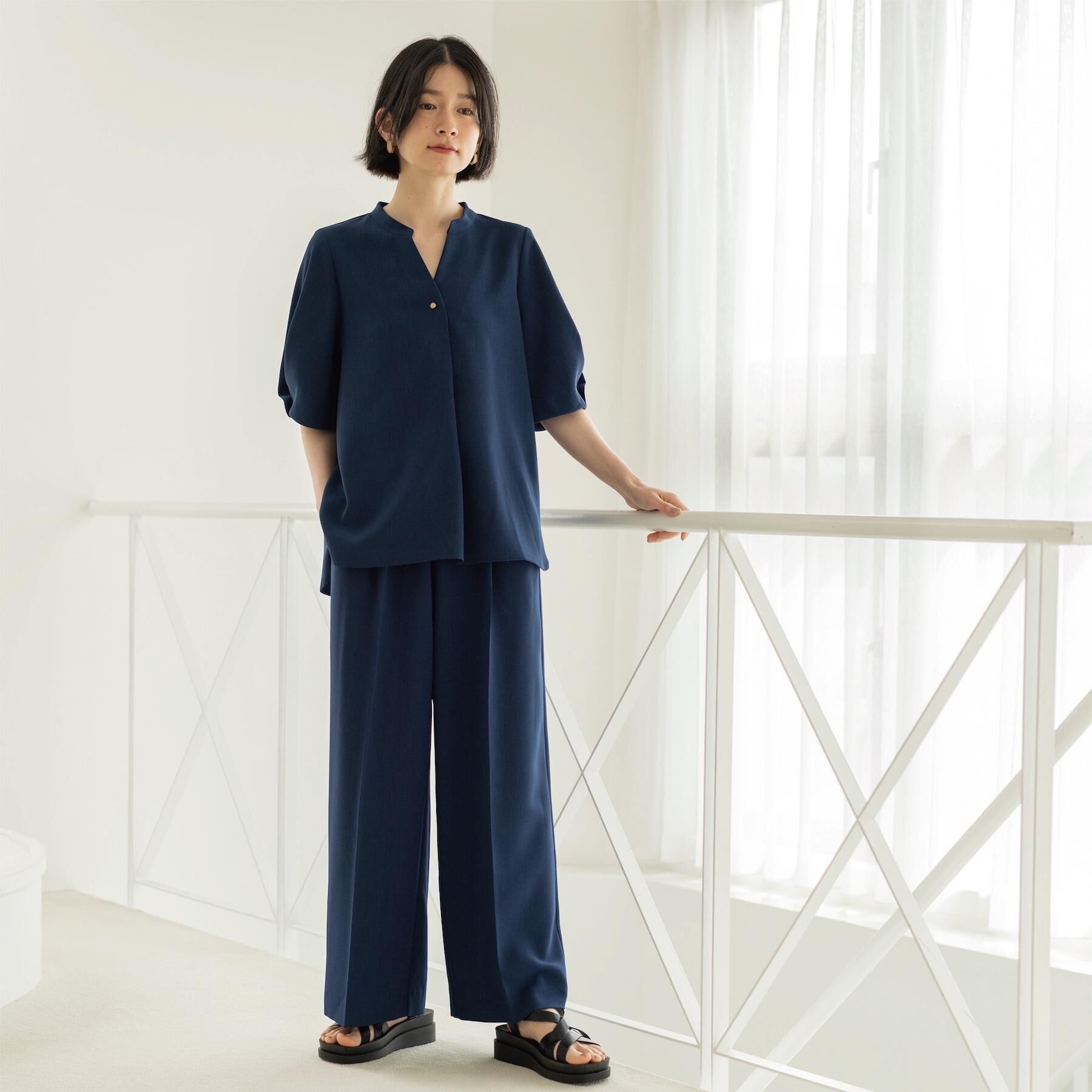 OPAQUE.CLIP「美脚ストレッチイージーワイドパンツ/セットアップ対応可【洗濯機OK/防シワ加工】《SS～LL/5co」|その他|