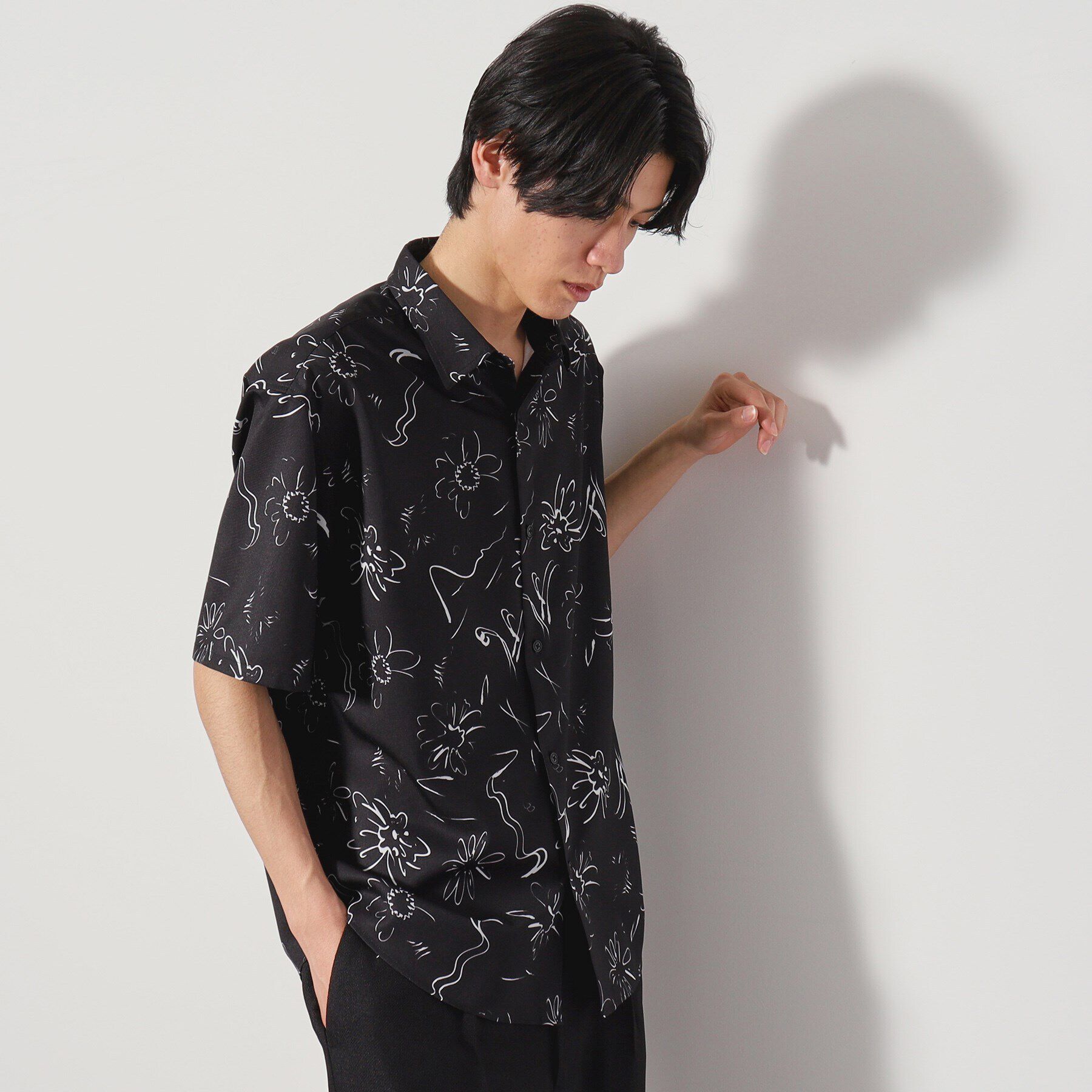 THE SHOP TK「ドライポリプリント半袖シャツ　洗える/吸水速乾」|シャツ・ブラウス|ブラック(119)