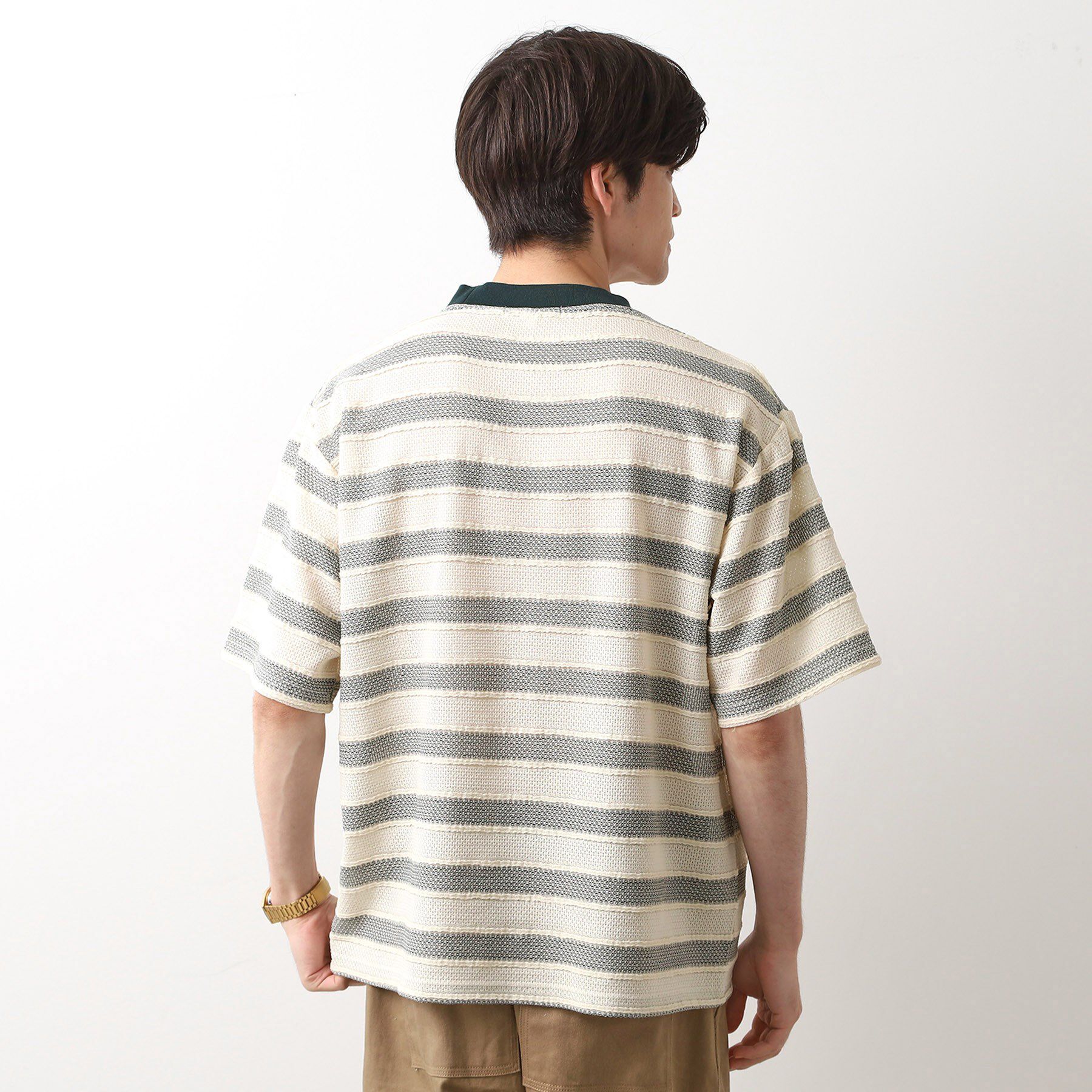 THE SHOP TK「変形ボーダー半袖Tシャツ【洗濯機OK】」|Tシャツ・カットソー|