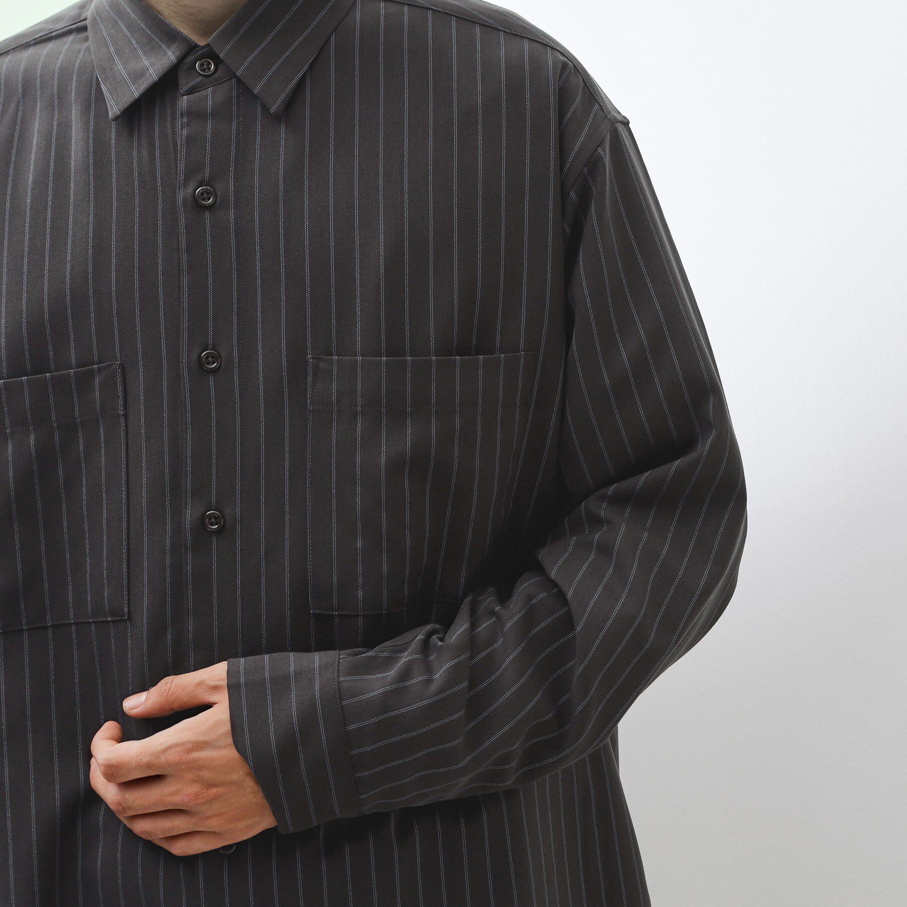 THE SHOP TK「ダブルポケットストライプ長袖シャツ 【洗濯機OK】」|シャツ・ブラウス|