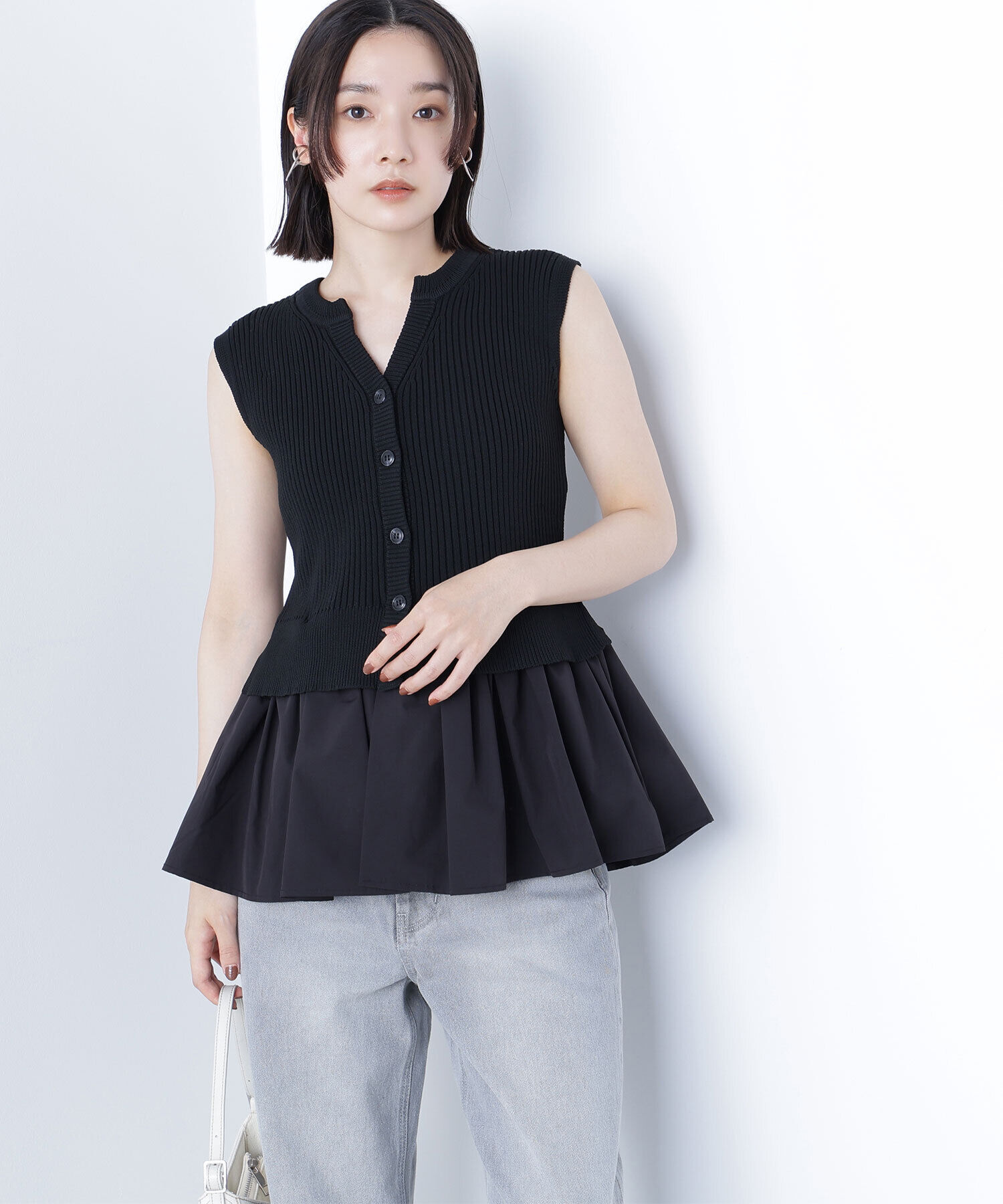  「2wayドッキングペプラムベスト」|ニット・セーター|