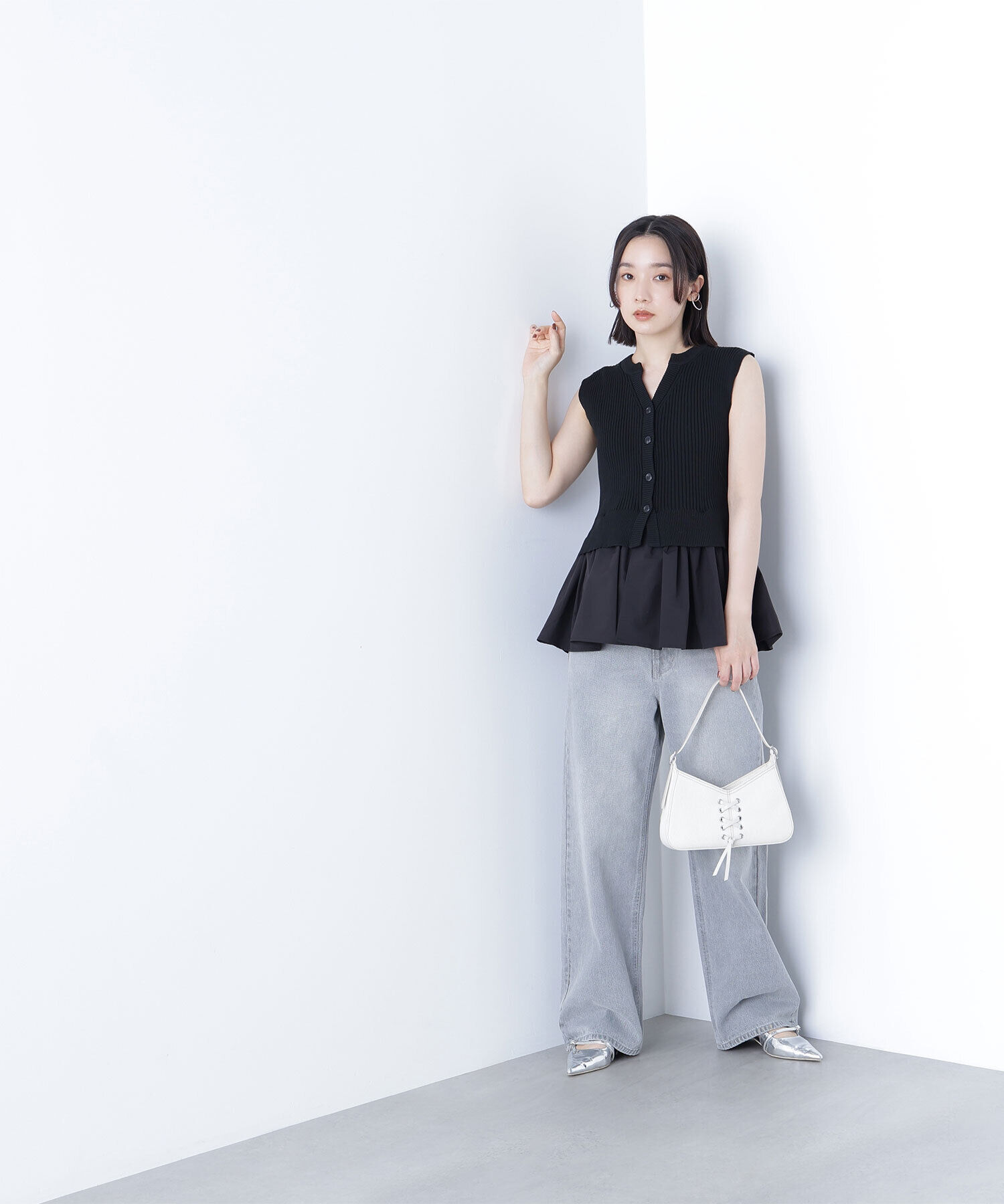  「2wayドッキングペプラムベスト」|ニット・セーター|