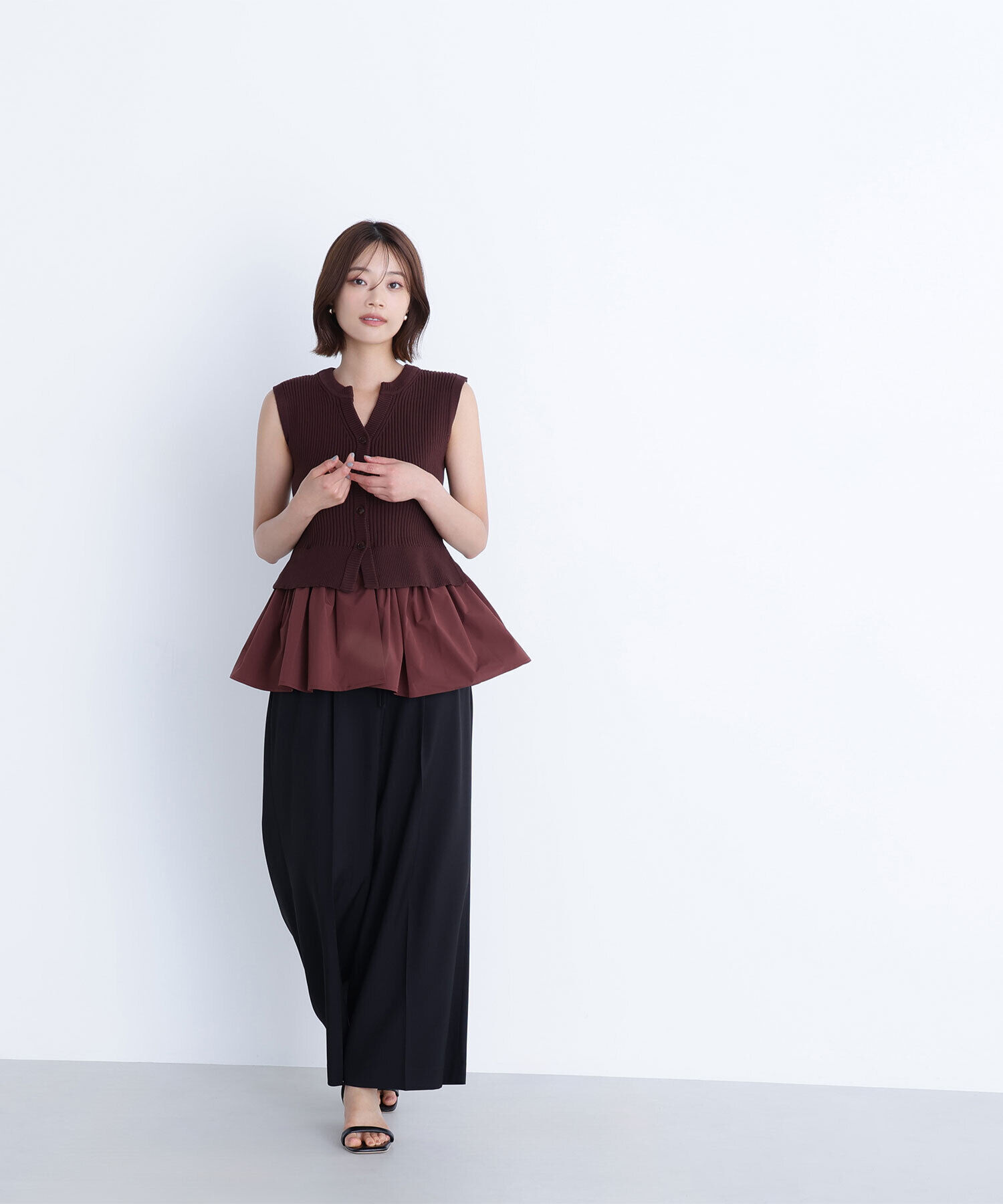  「2wayドッキングペプラムベスト」|ニット・セーター|