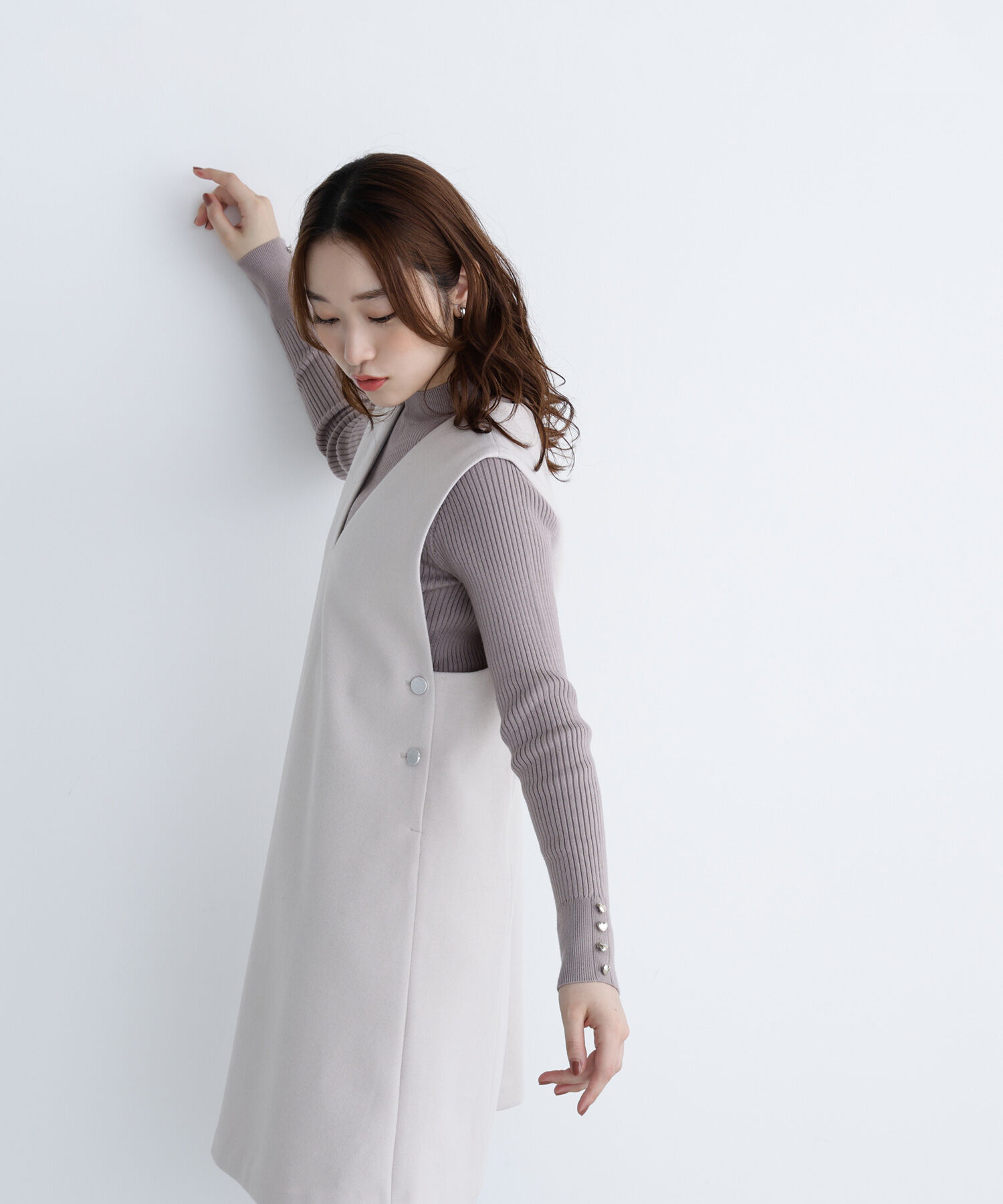  「ハートボタンカフスニット」|ニット・セーター|