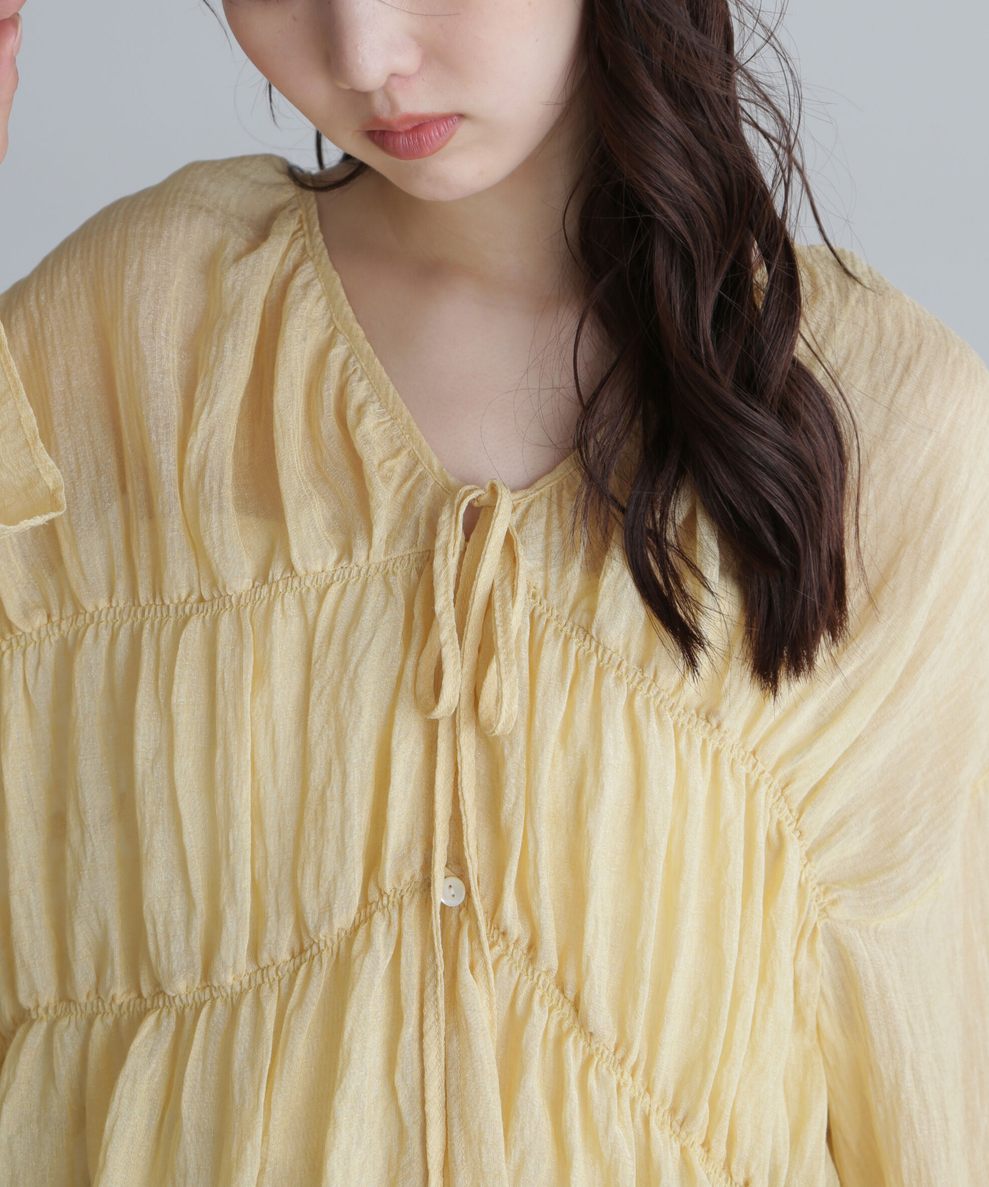  「シャーリングドロストチュニックブラウス」|シャツ・ブラウス|