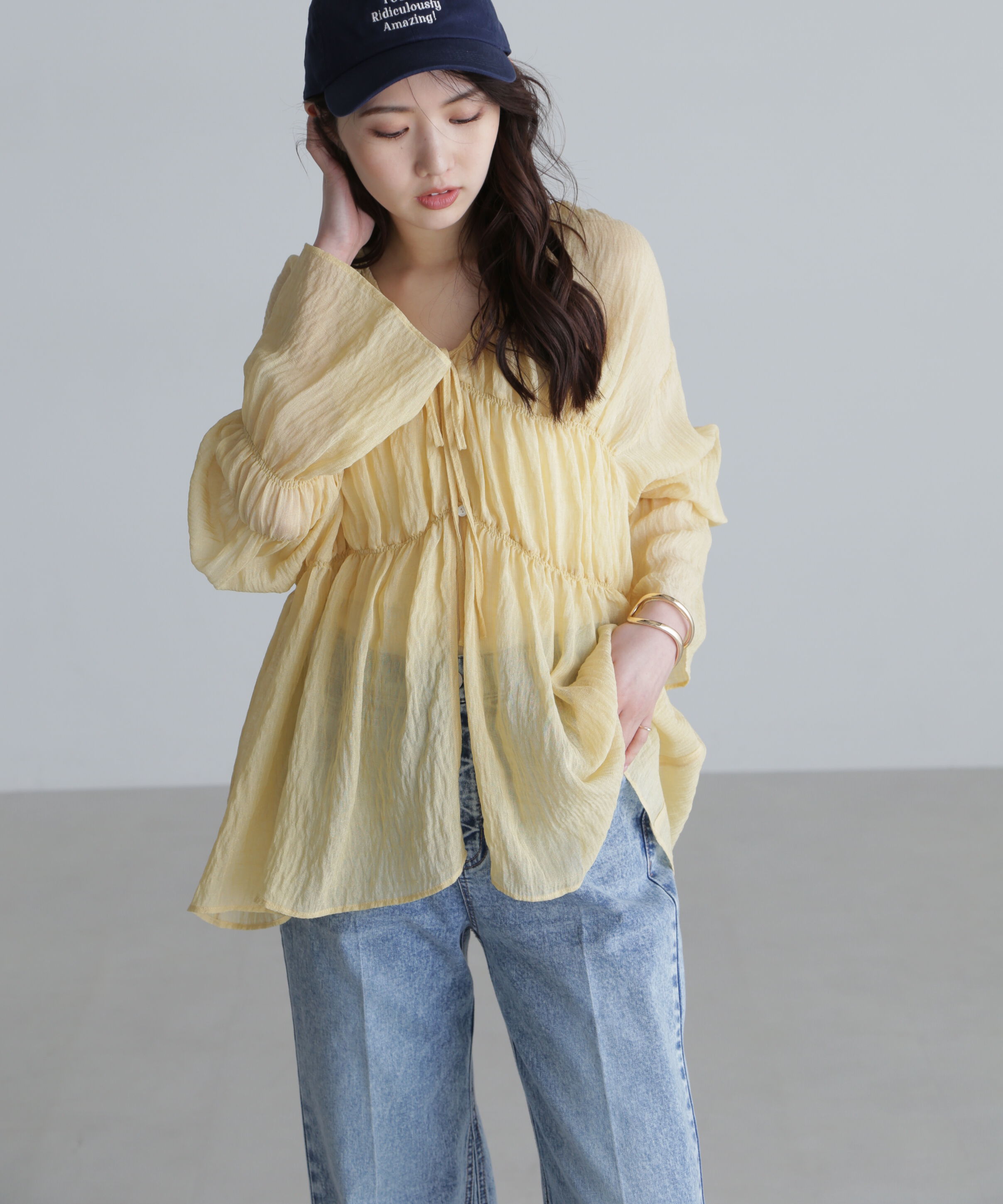  「シャーリングドロストチュニックブラウス」|シャツ・ブラウス|