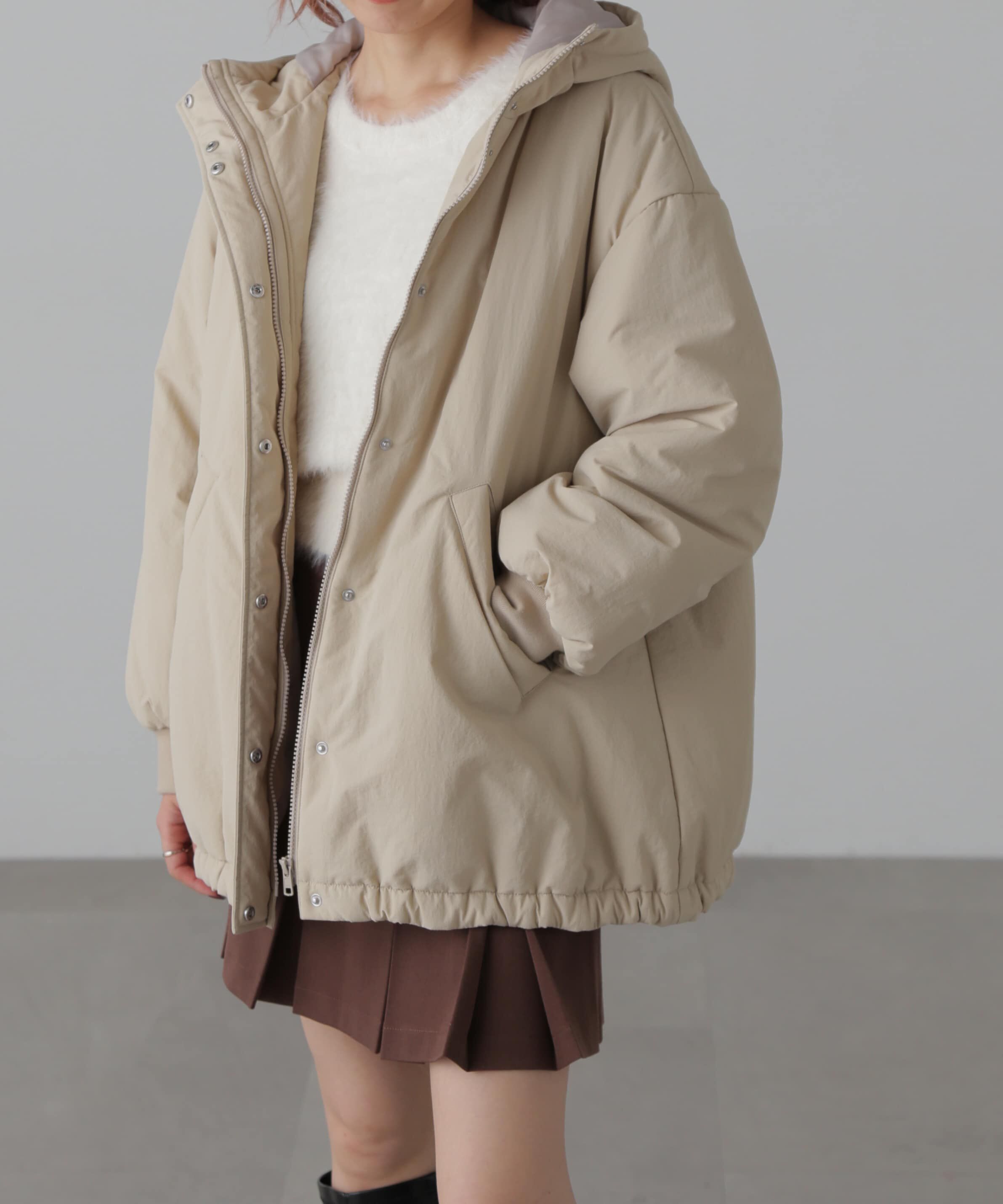  「ミドル丈中綿ブルゾン」|ブルゾン・スタジャン|ベージュ