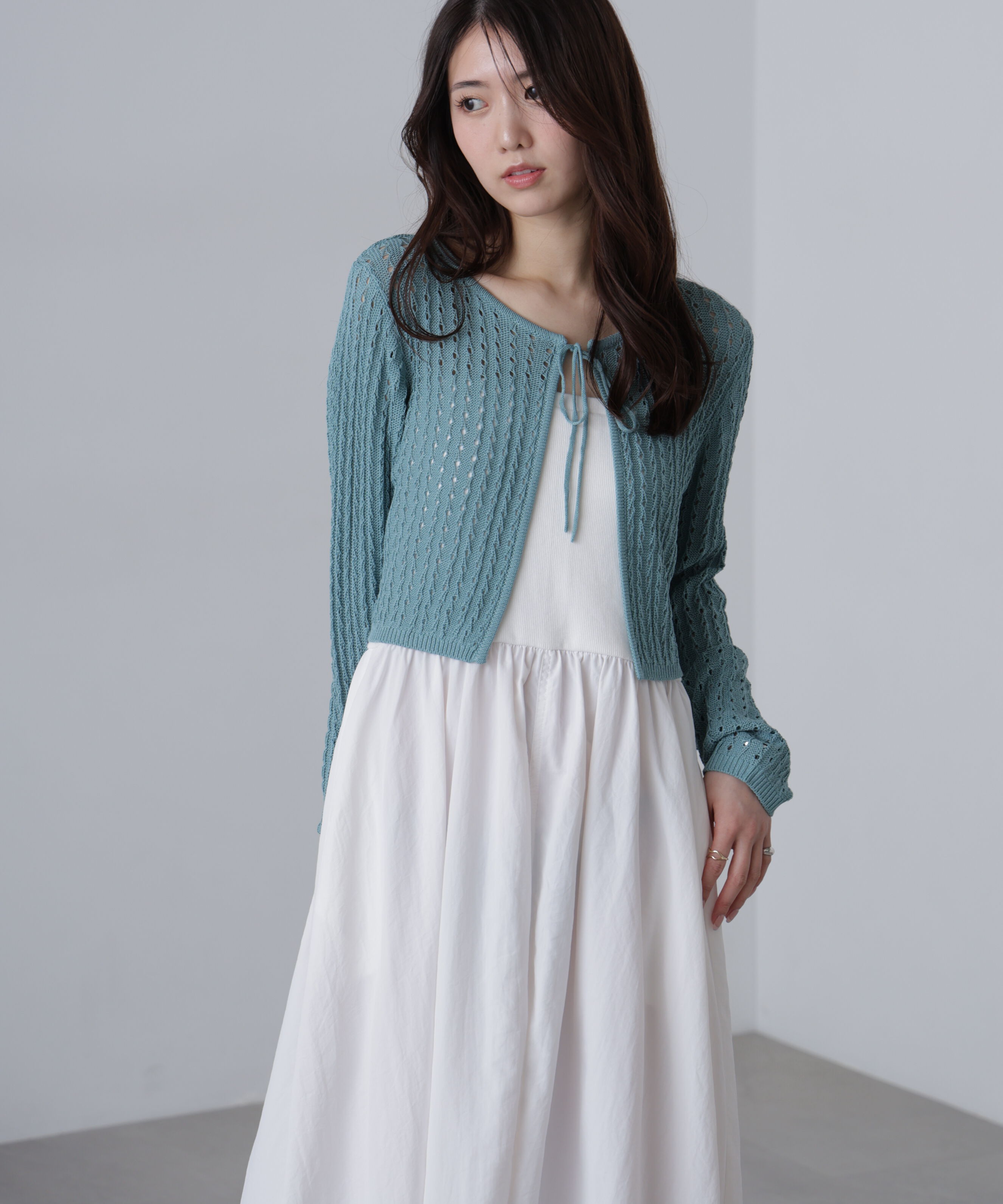  「透かし編みリボンボレロ」|ニット・セーター|