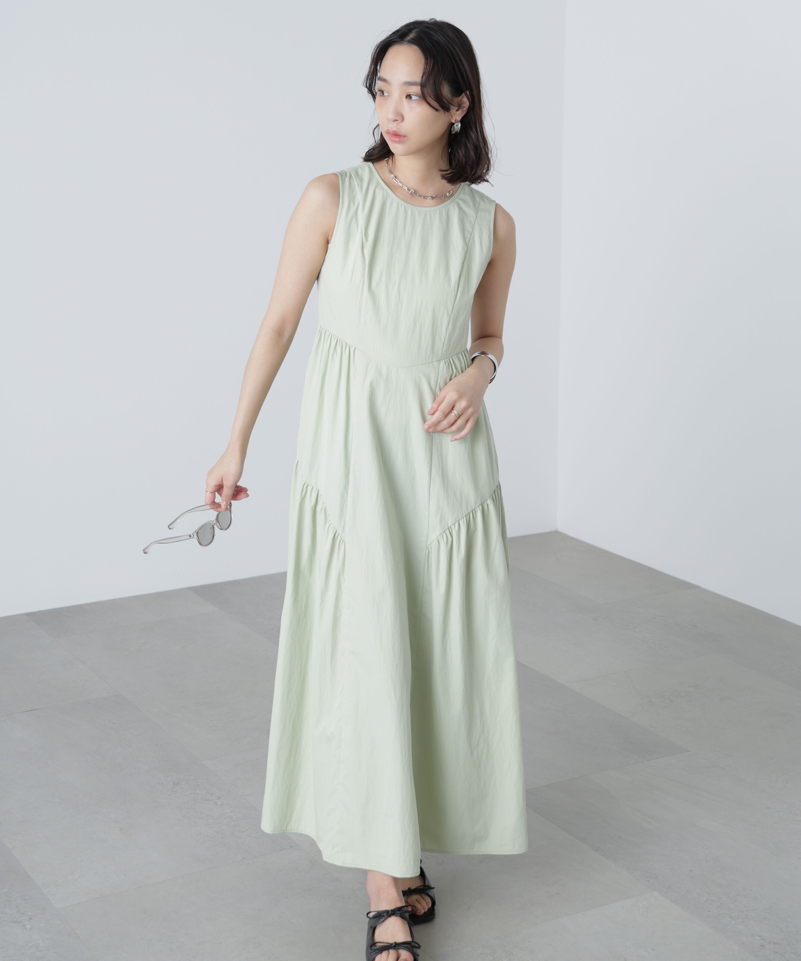  「タイプライターギャザーマキシワンピース」|ワンピース|