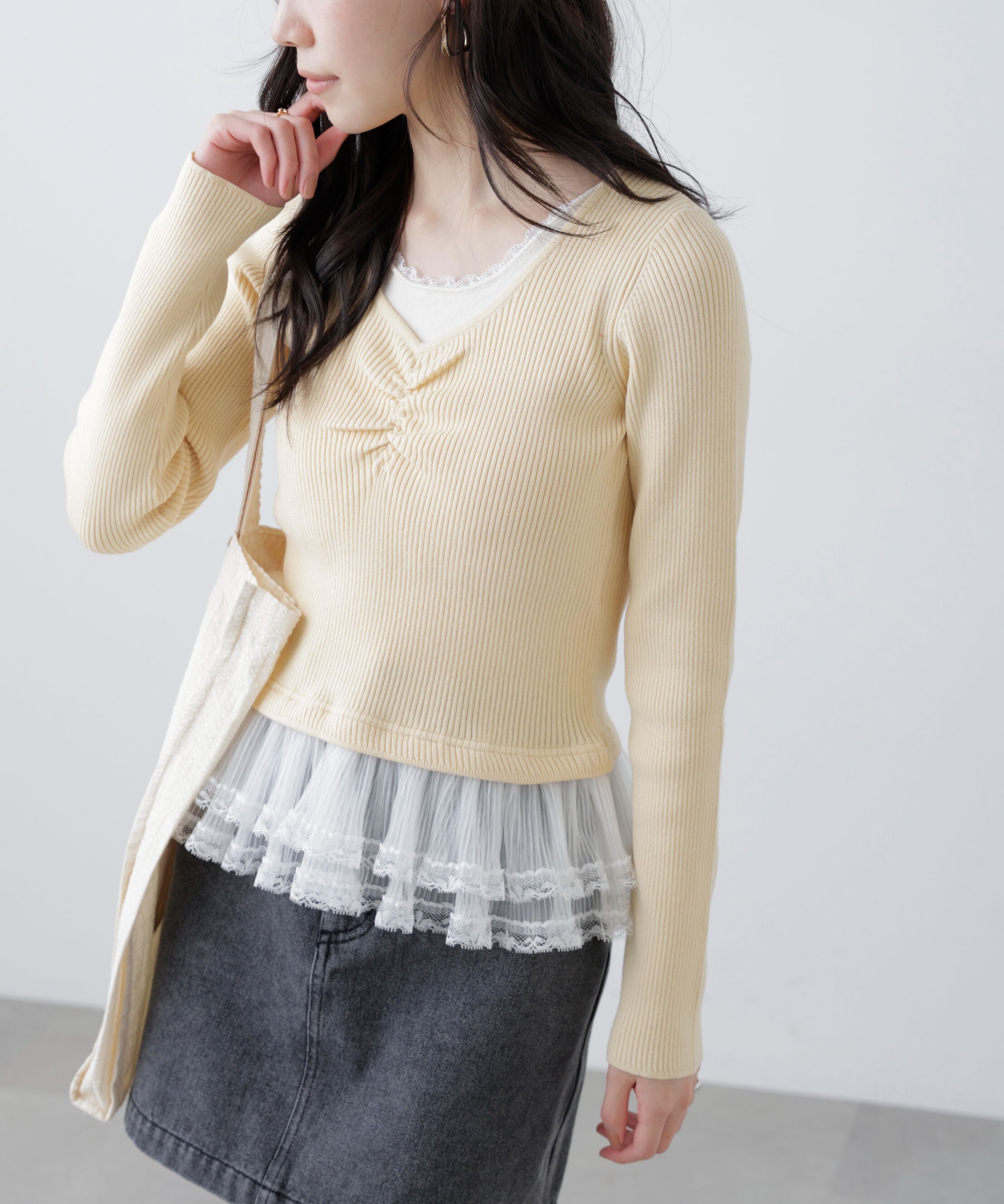 「レイヤードデザインリブニット」|ニット・セーター|