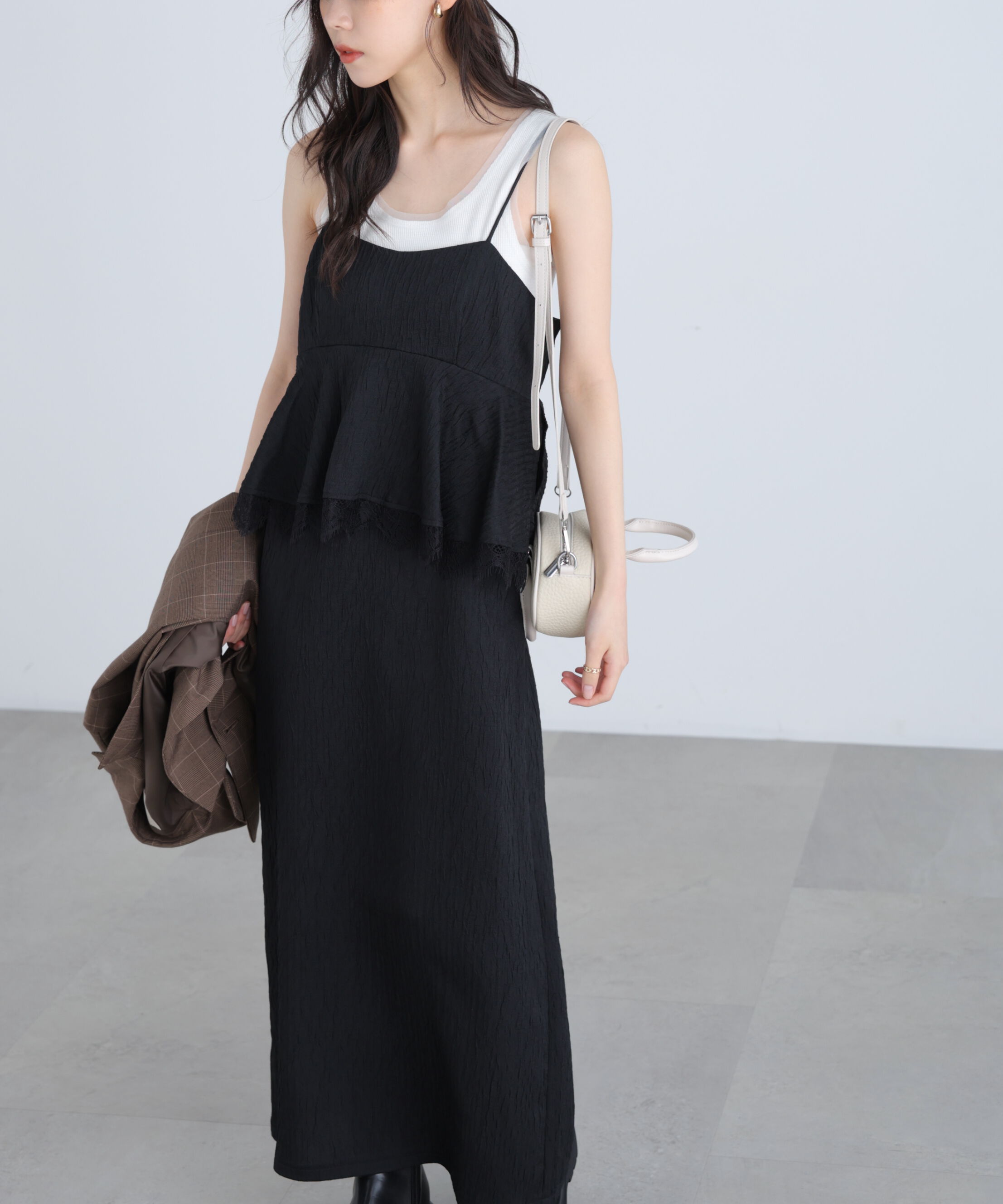  「ペプラムレースキャミワンピース」|ワンピース|