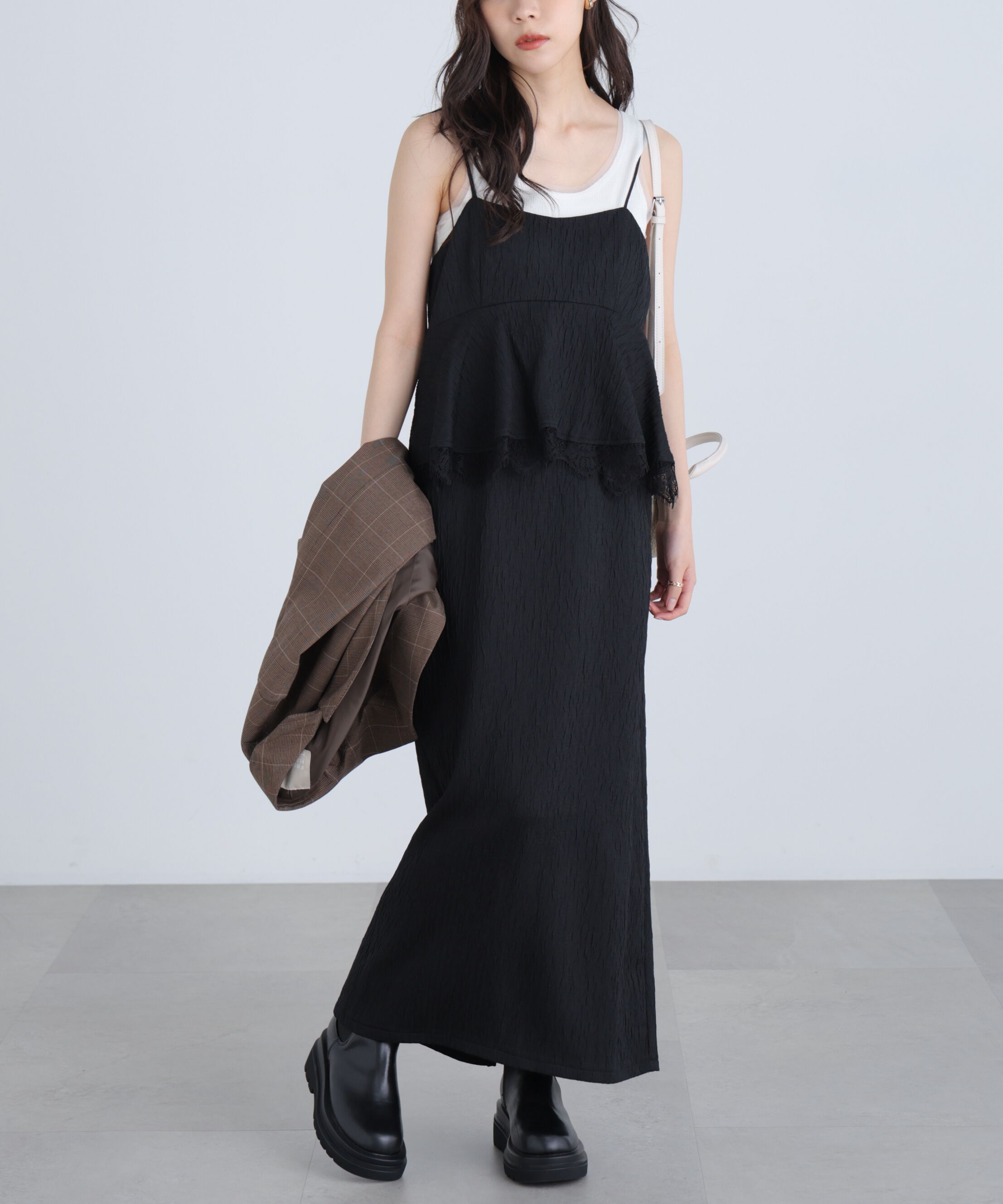  「ペプラムレースキャミワンピース」|ワンピース|