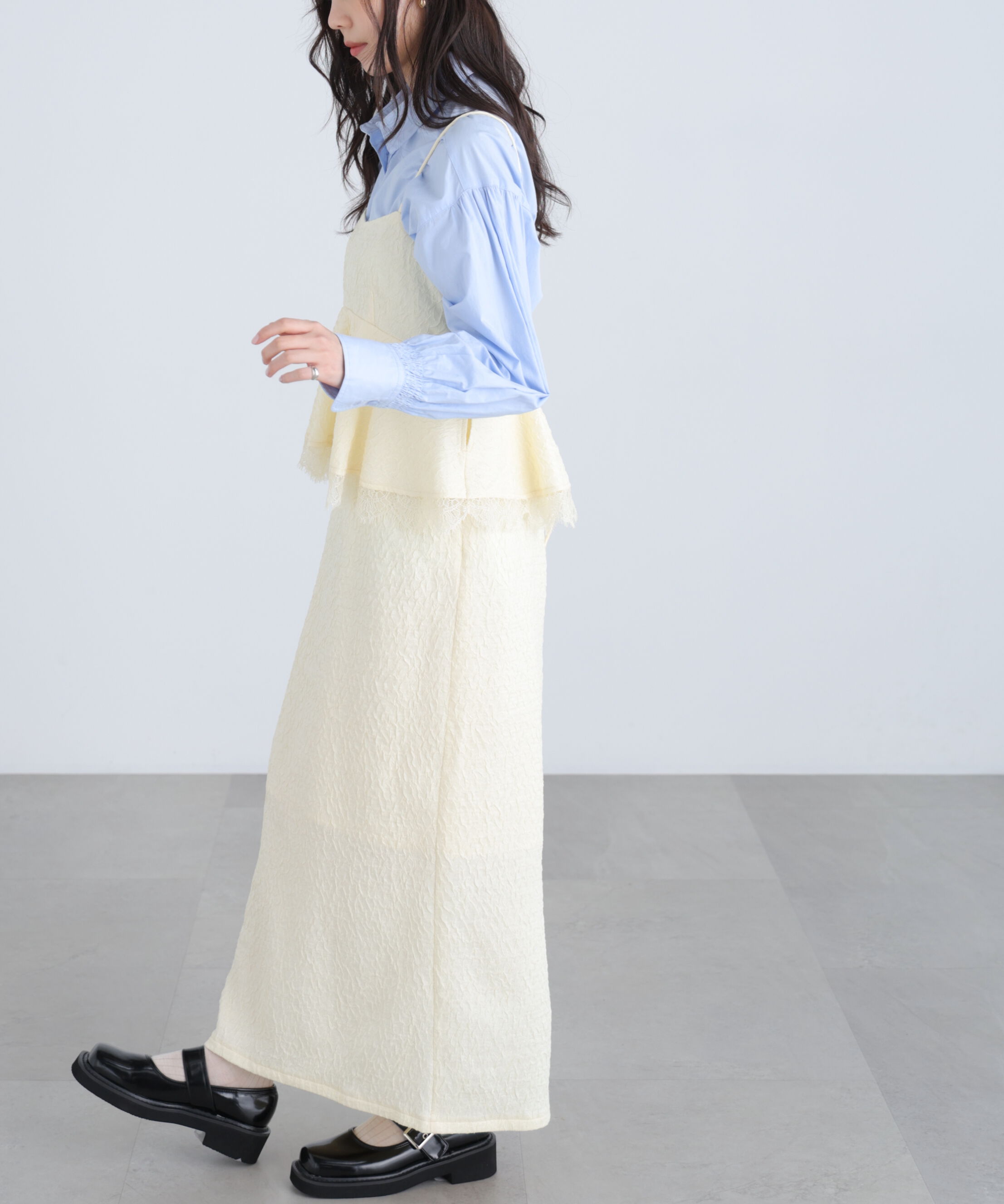  「ペプラムレースキャミワンピース」|ワンピース|