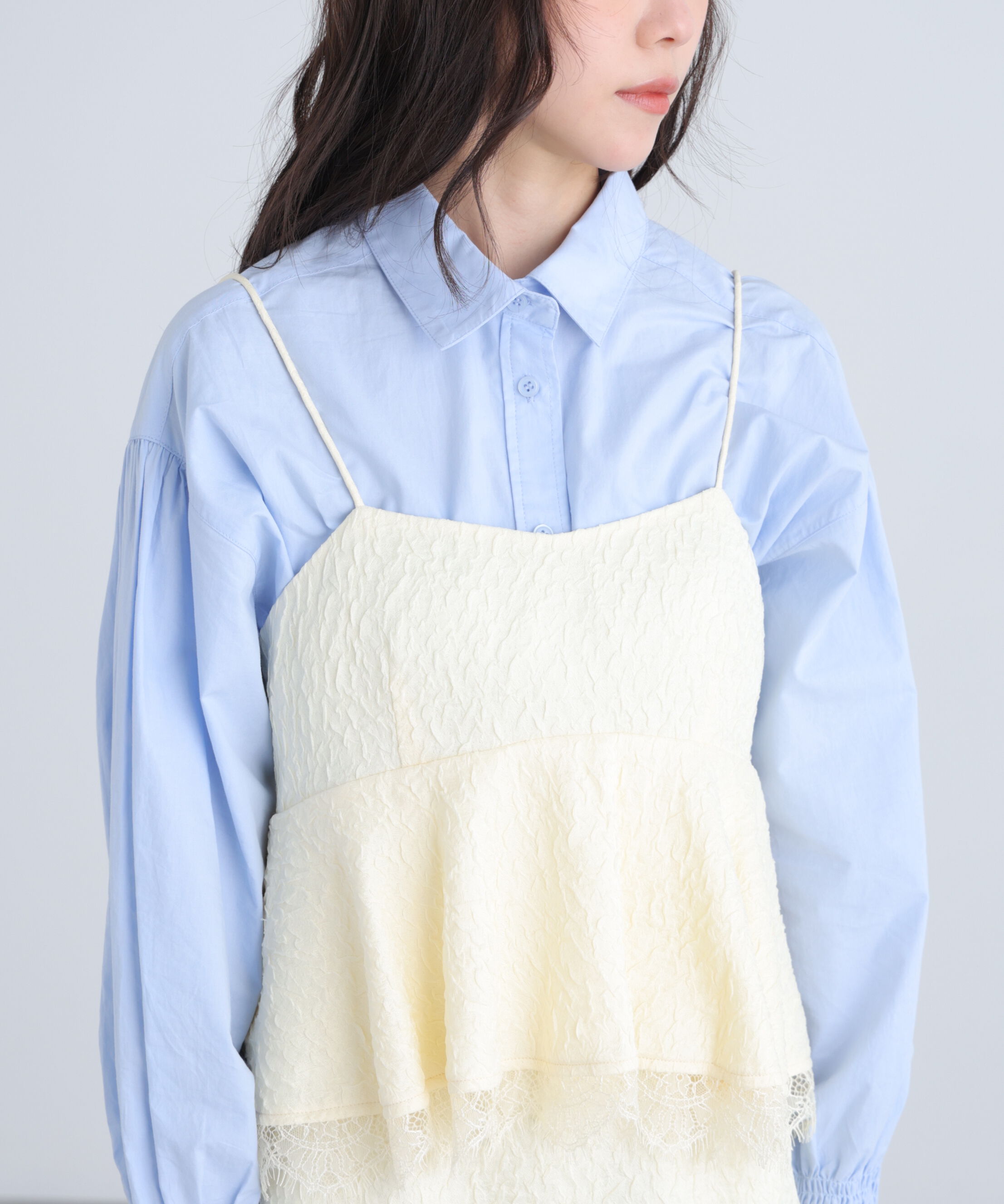  「ペプラムレースキャミワンピース」|ワンピース|