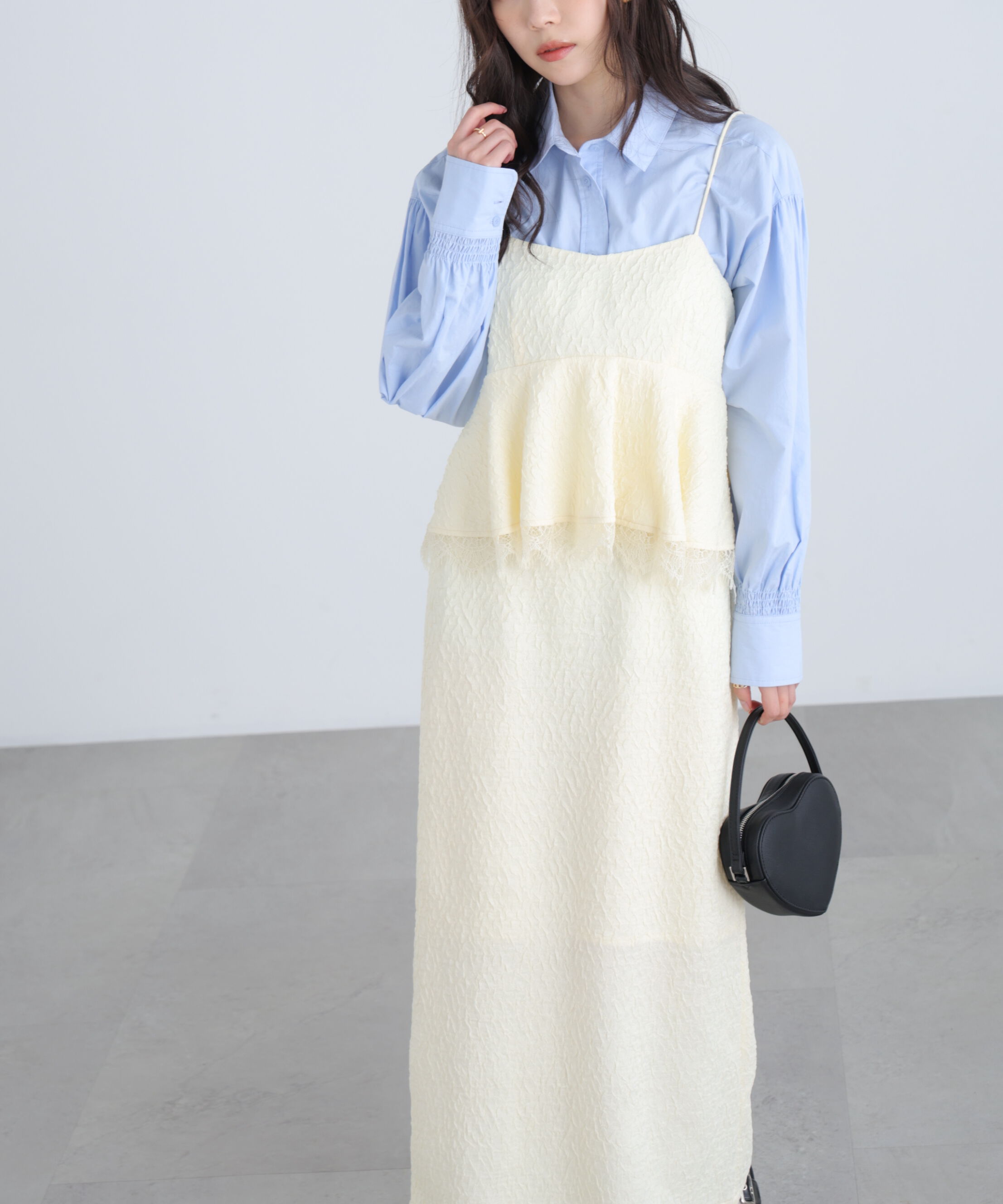  「ペプラムレースキャミワンピース」|ワンピース|