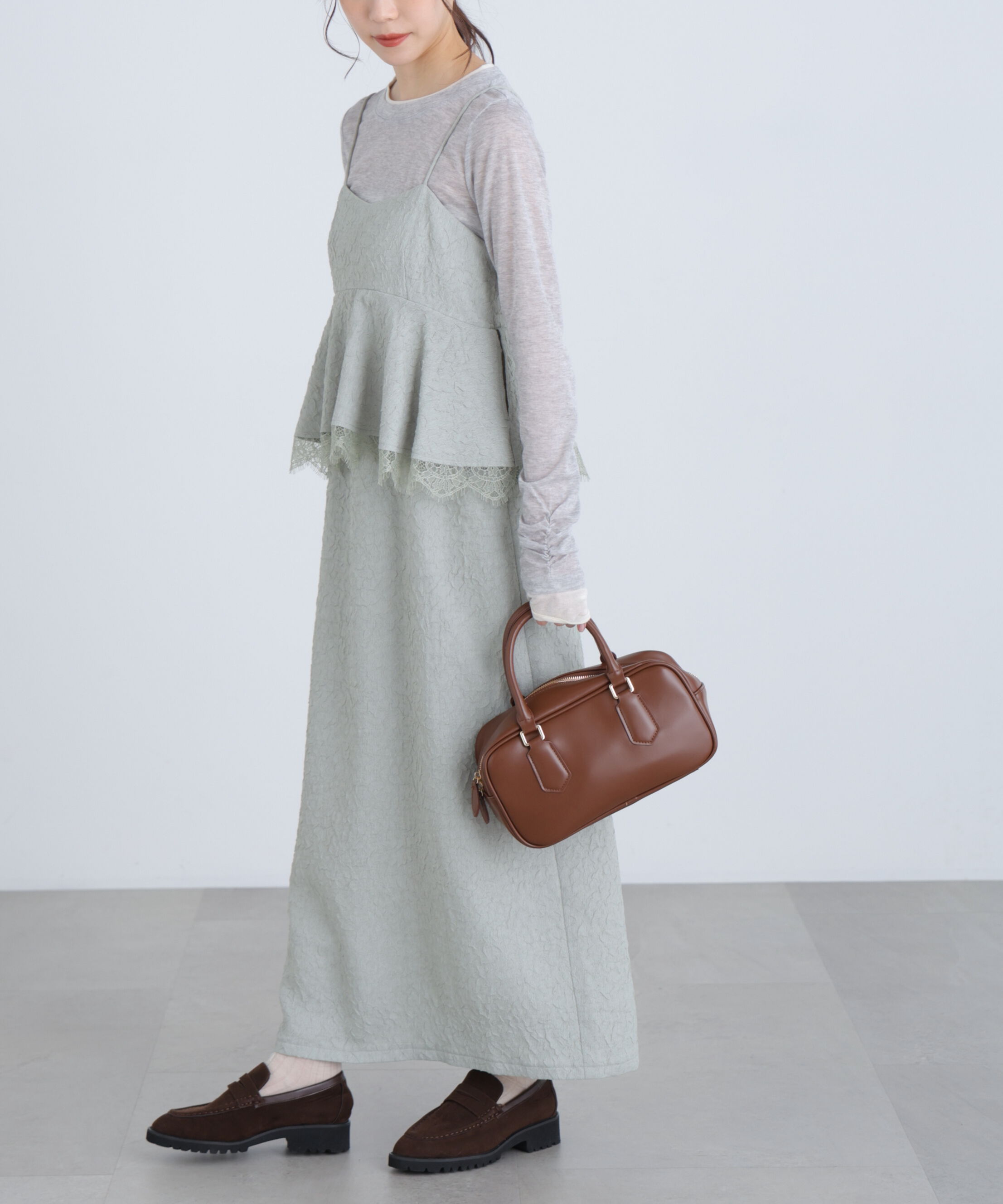  「ペプラムレースキャミワンピース」|ワンピース|