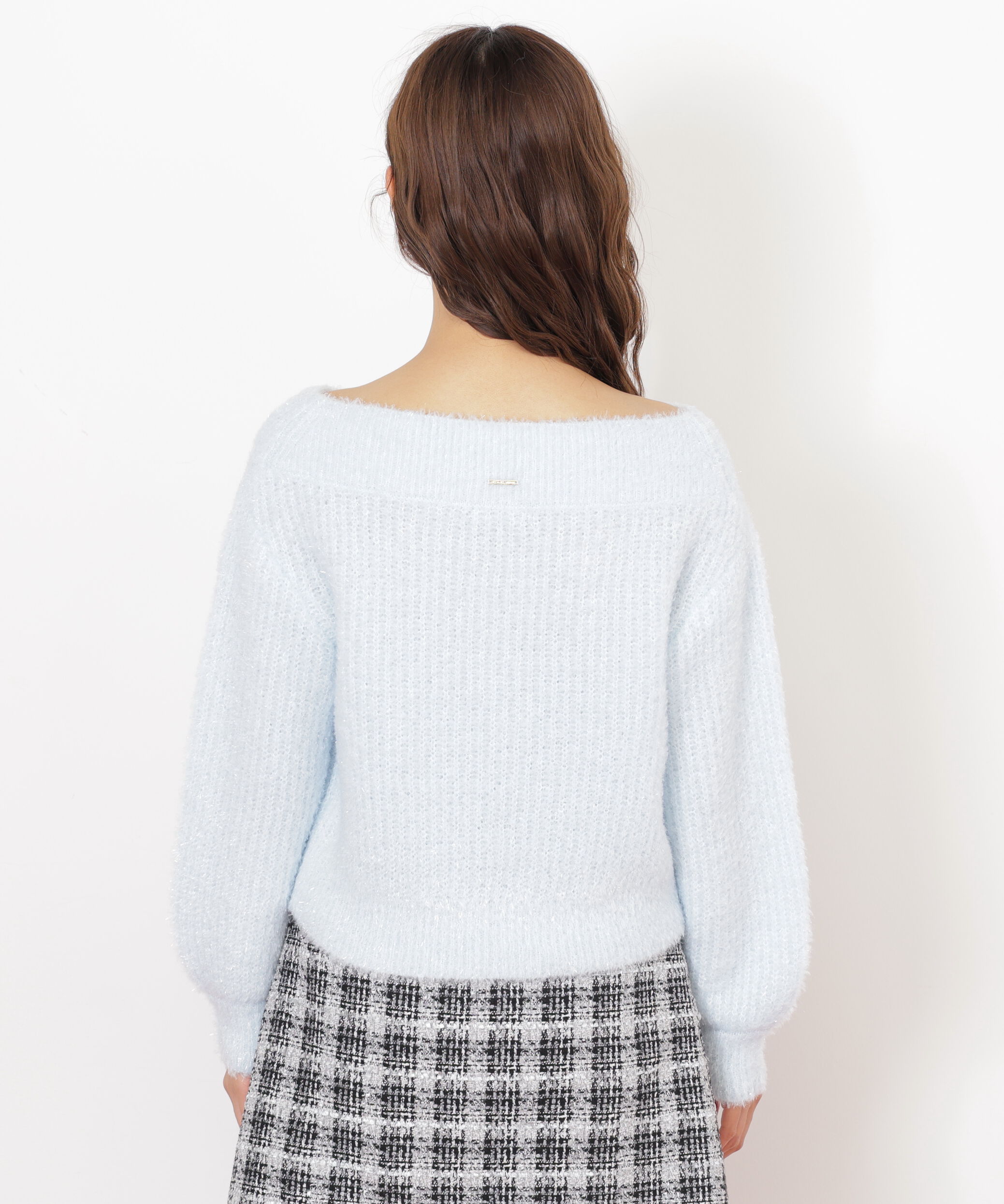  「フィルムラメオフショルニット」|ニット・セーター|