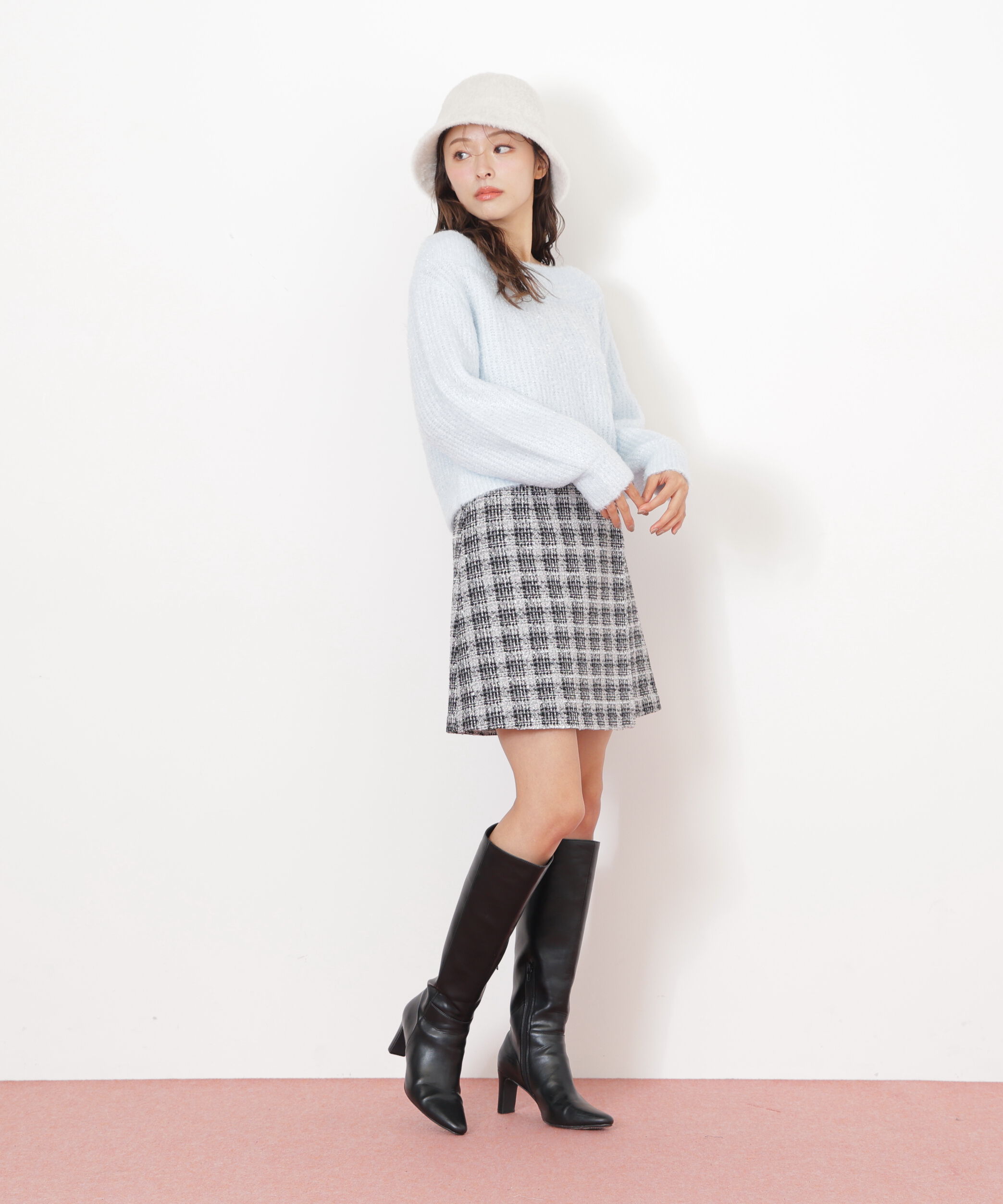  「フィルムラメオフショルニット」|ニット・セーター|