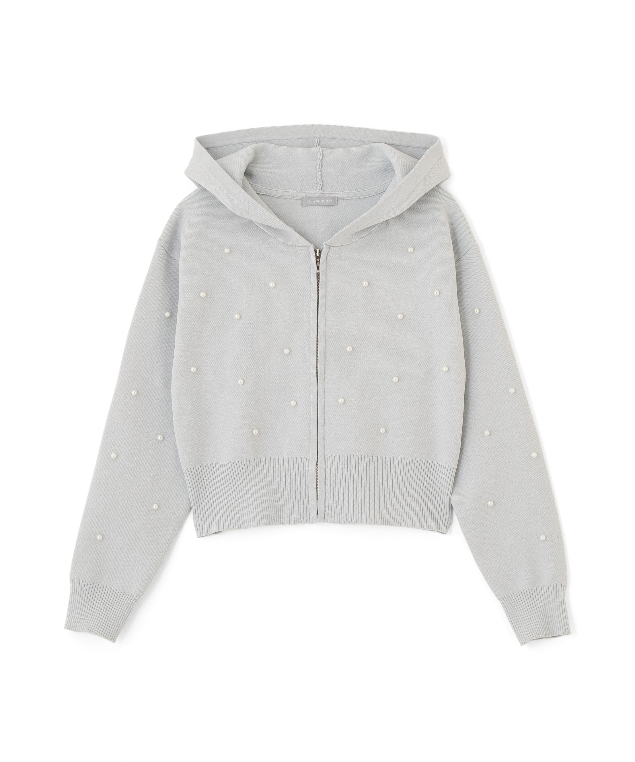  「ランダムパールニットフーディー」|ニット・セーター|グレー