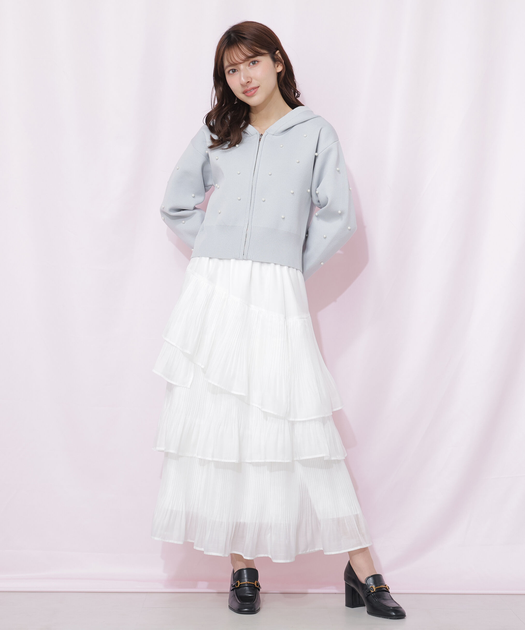  「ランダムパールニットフーディー」|ニット・セーター|