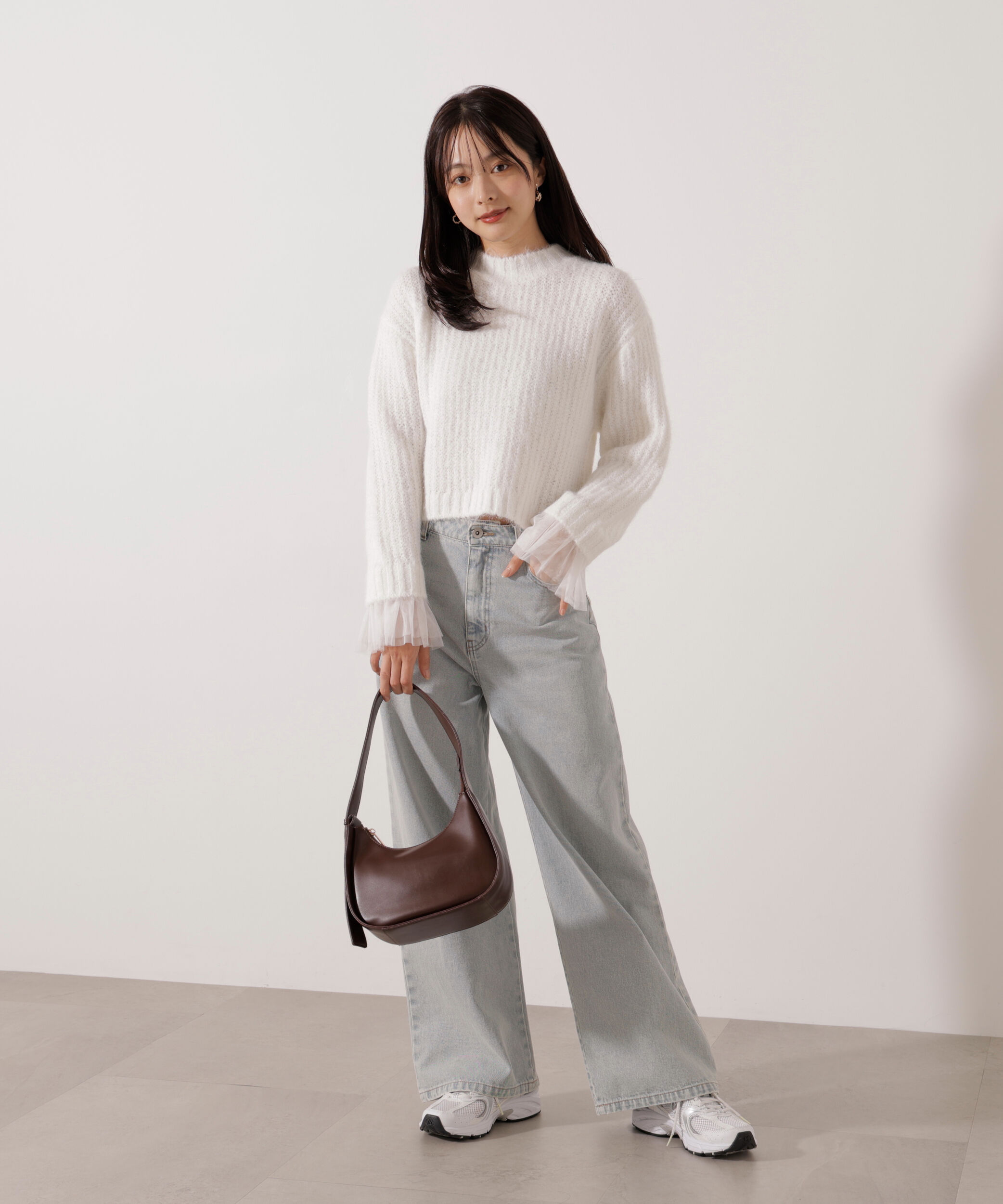 PROPORTION BODY DRESSING「<ウォッシャブル>チュールスリーブボックスニット」|ニット・セーター|